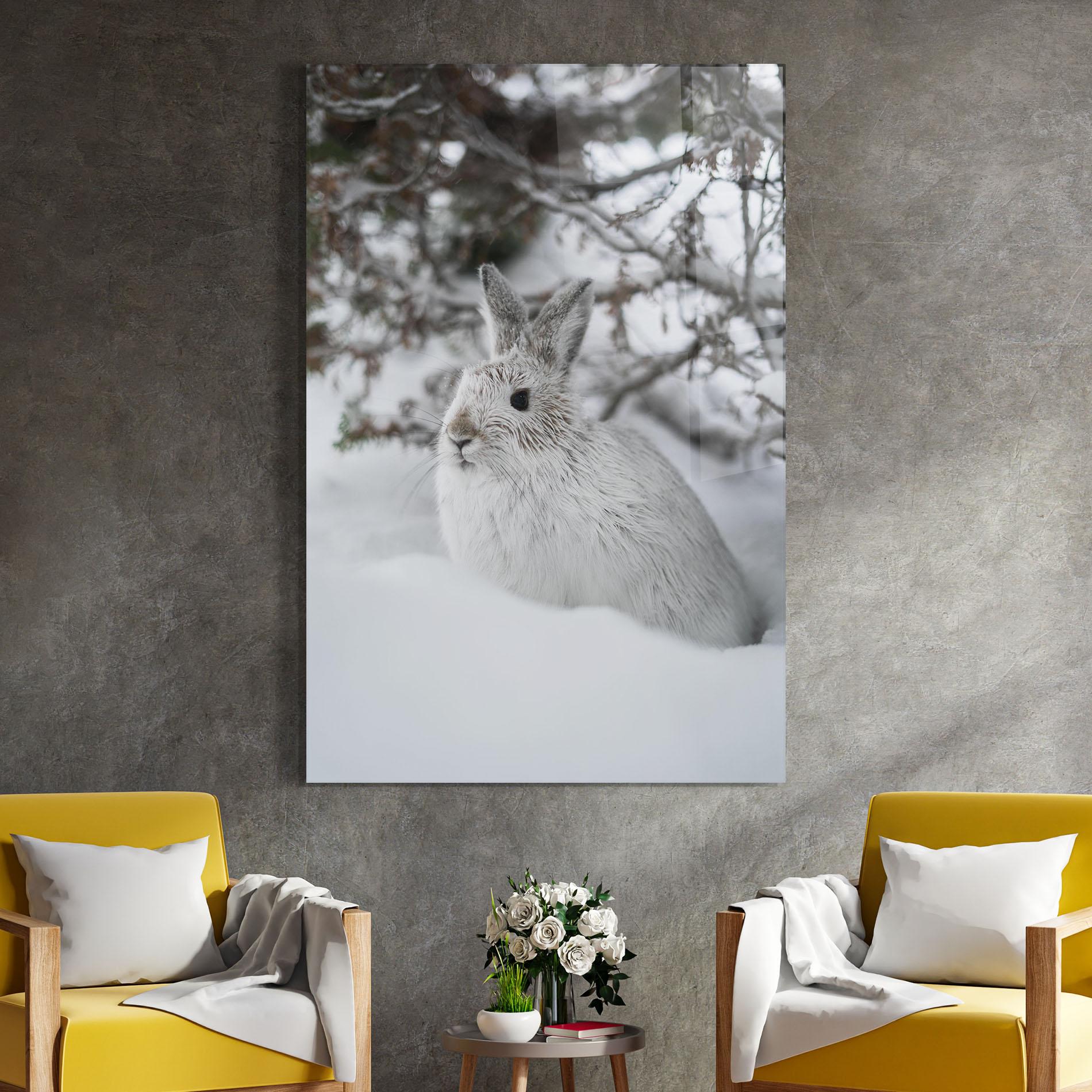 Tablou Sticla Bunny In Snow mockup 4
