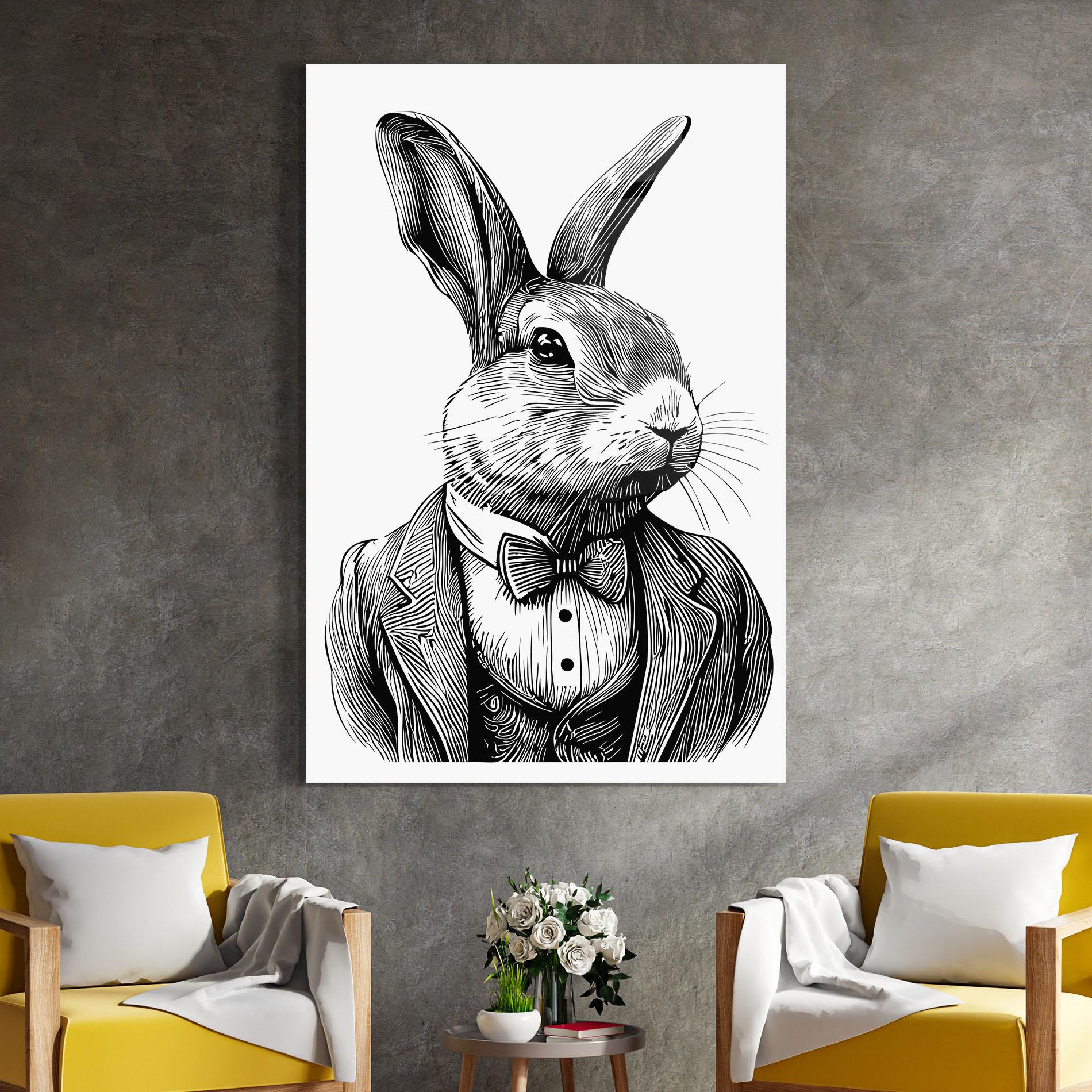 Tablou Sticla Bunny In Suit mockup 4