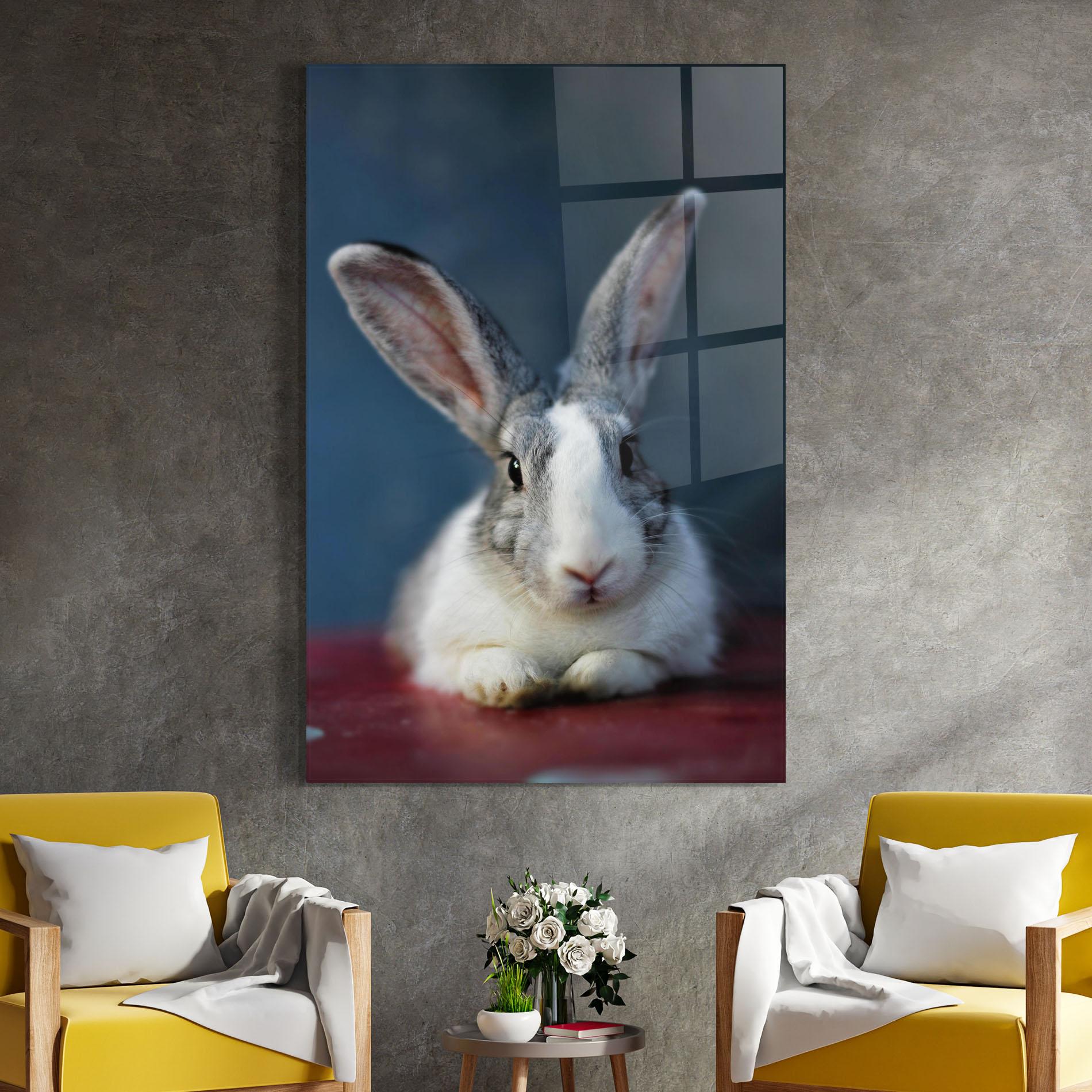 Tablou Sticla Cute Grey Bunny mockup 4