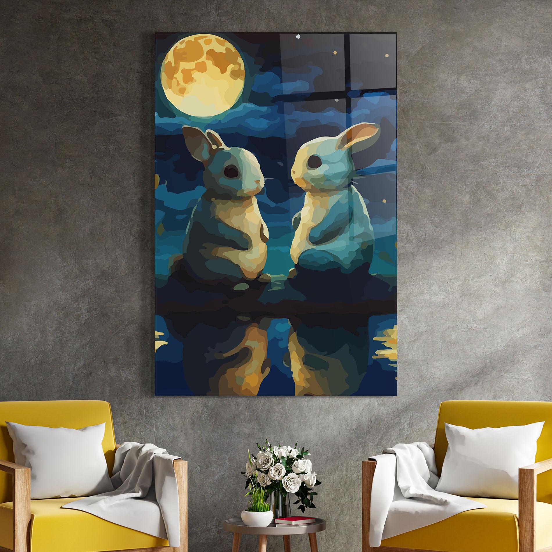 Tablou Sticla Full Moon Bunny mockup 4