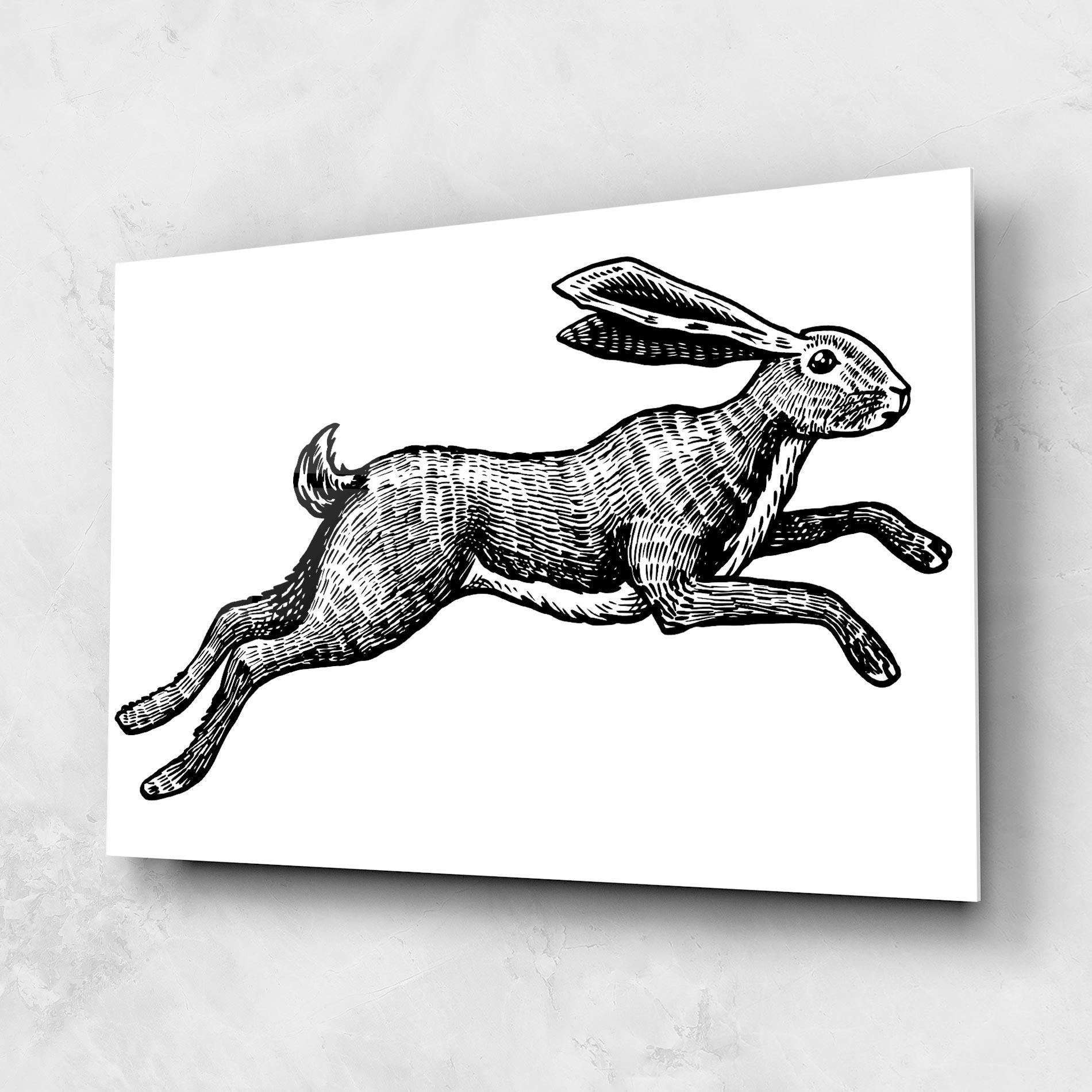 Tablou Sticla Black Line Bunny mockup 1