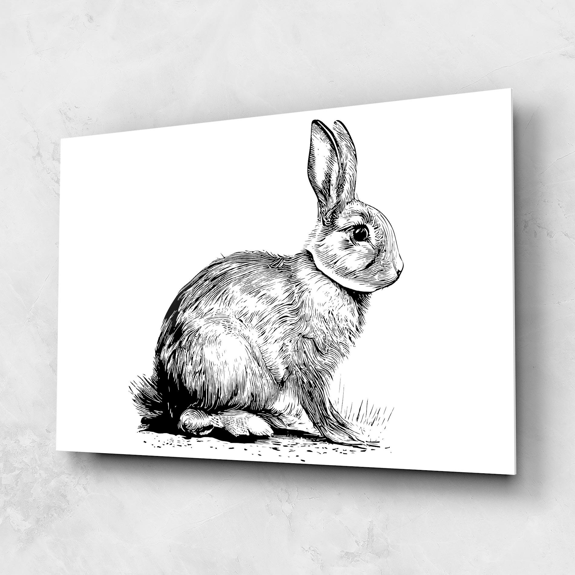 Tablou Sticla Bunny Black Lines mockup 1