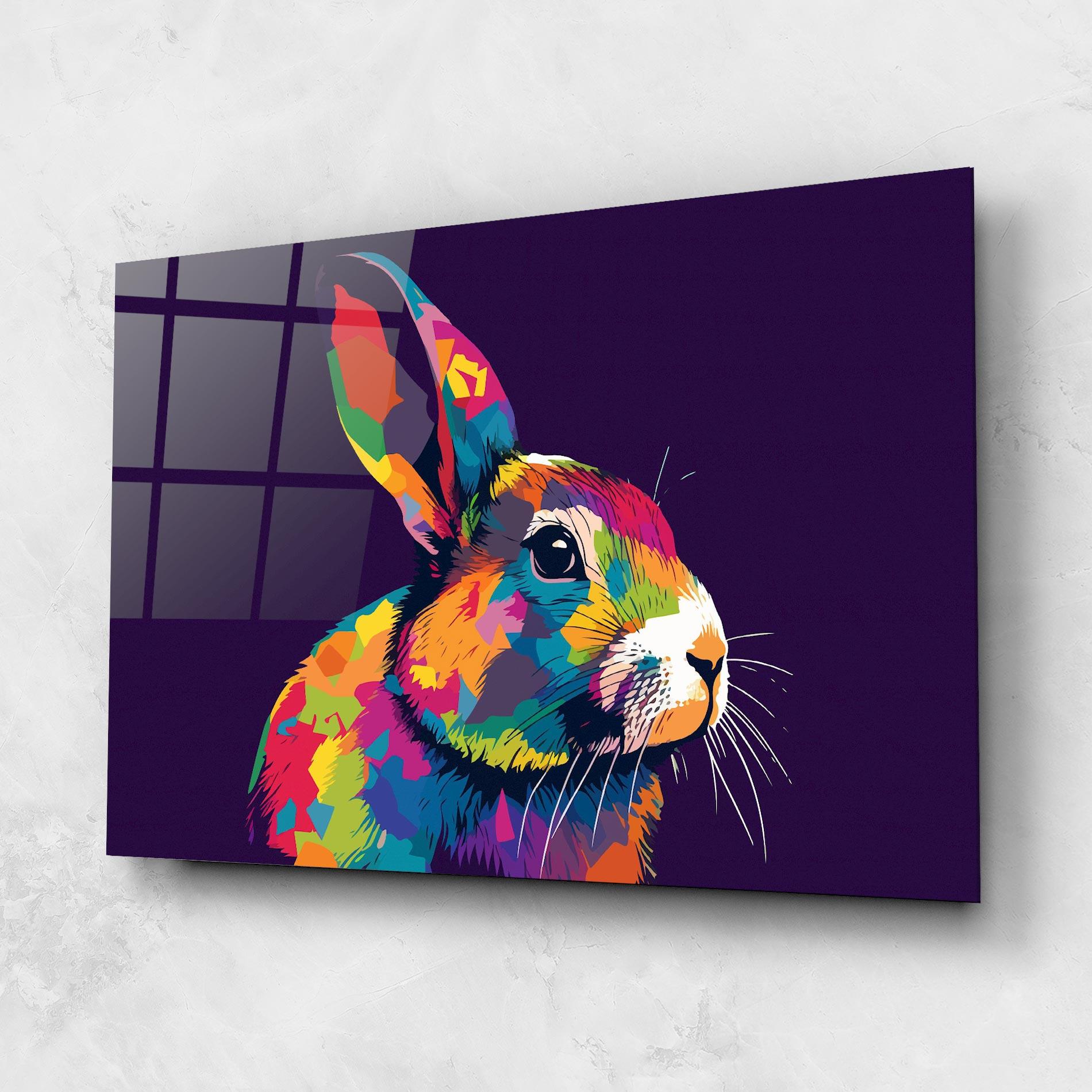 Tablou Sticla Bunny On Purple mockup 1