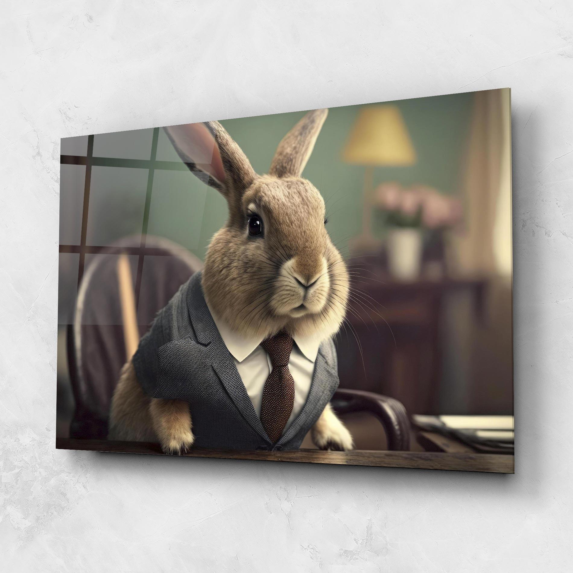 Tablou Sticla Business Suit Bunny mockup 1