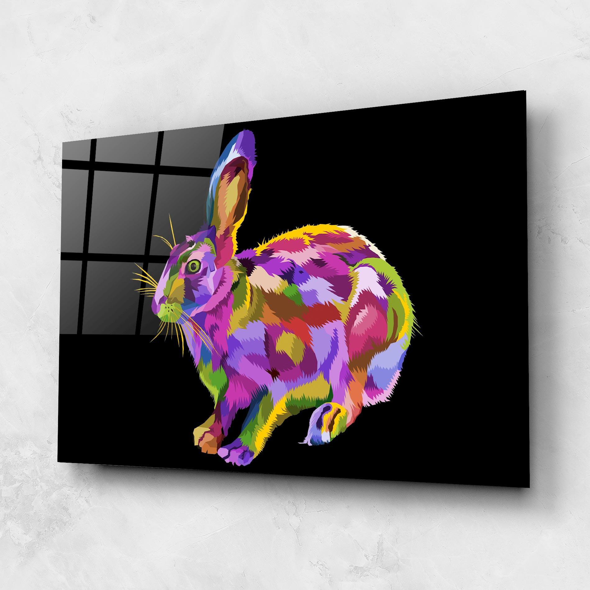 Tablou Sticla Colorful Bunny mockup 1