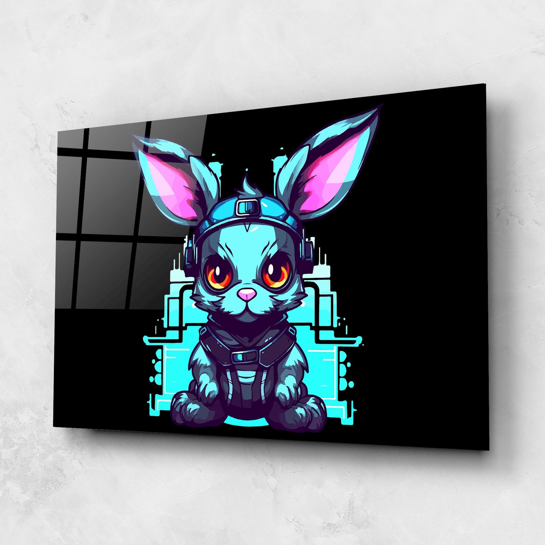 Tablou Sticla Cyberpunk Rabbit mockup 1