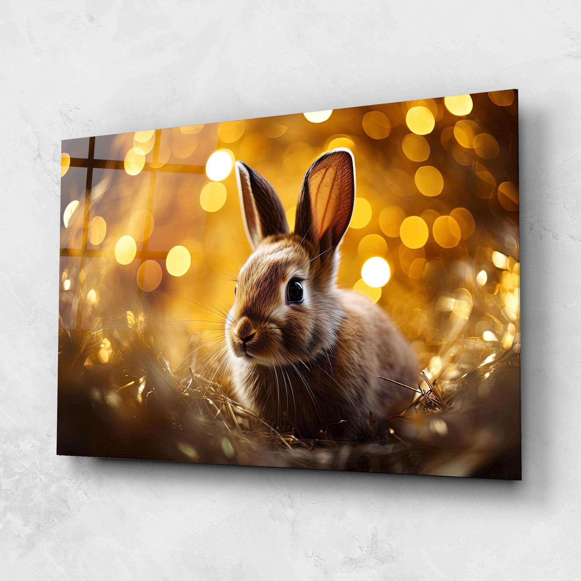 Tablou Sticla Gold Lights Bunny mockup 1