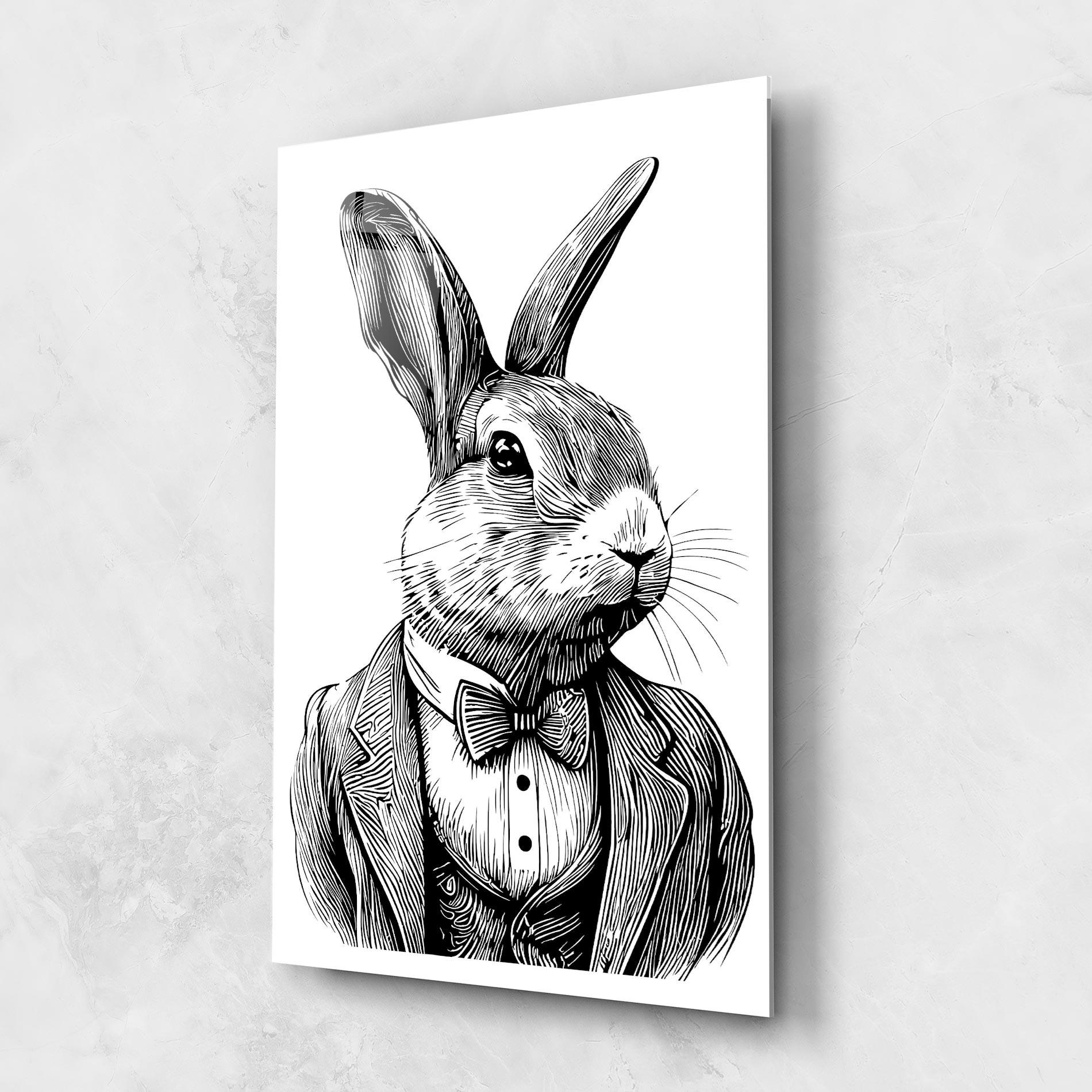Tablou Sticla Bunny In Suit mockup 1