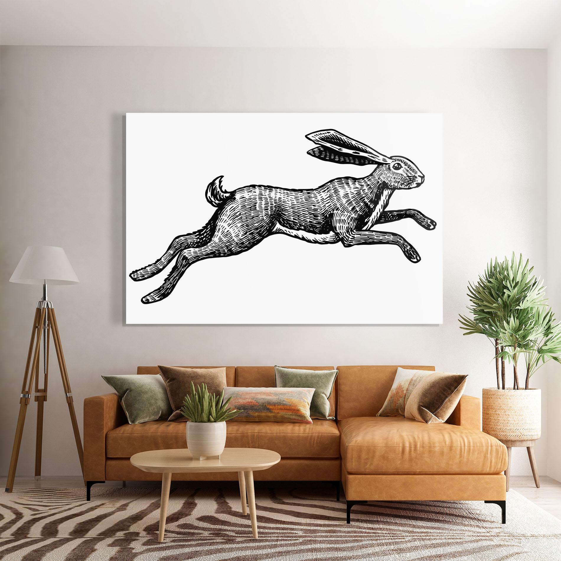 Tablou Sticla Black Line Bunny mockup 7