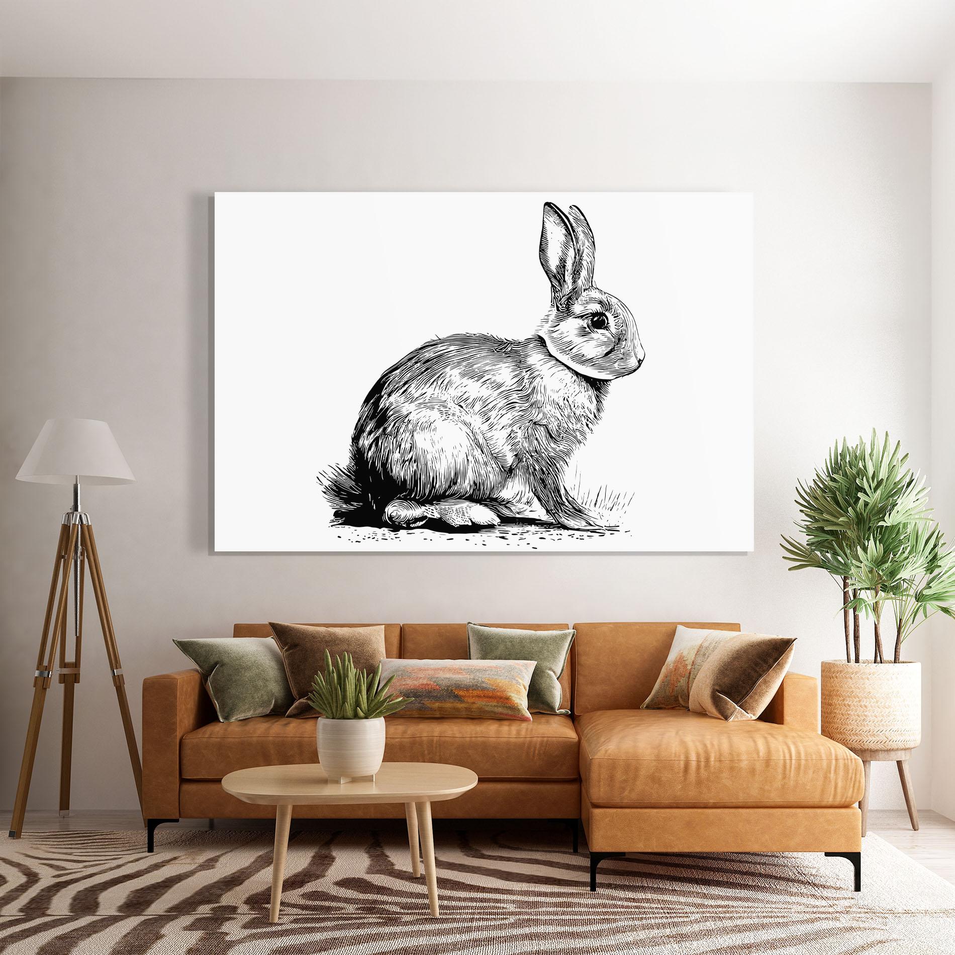 Tablou Sticla Bunny Black Lines mockup 7