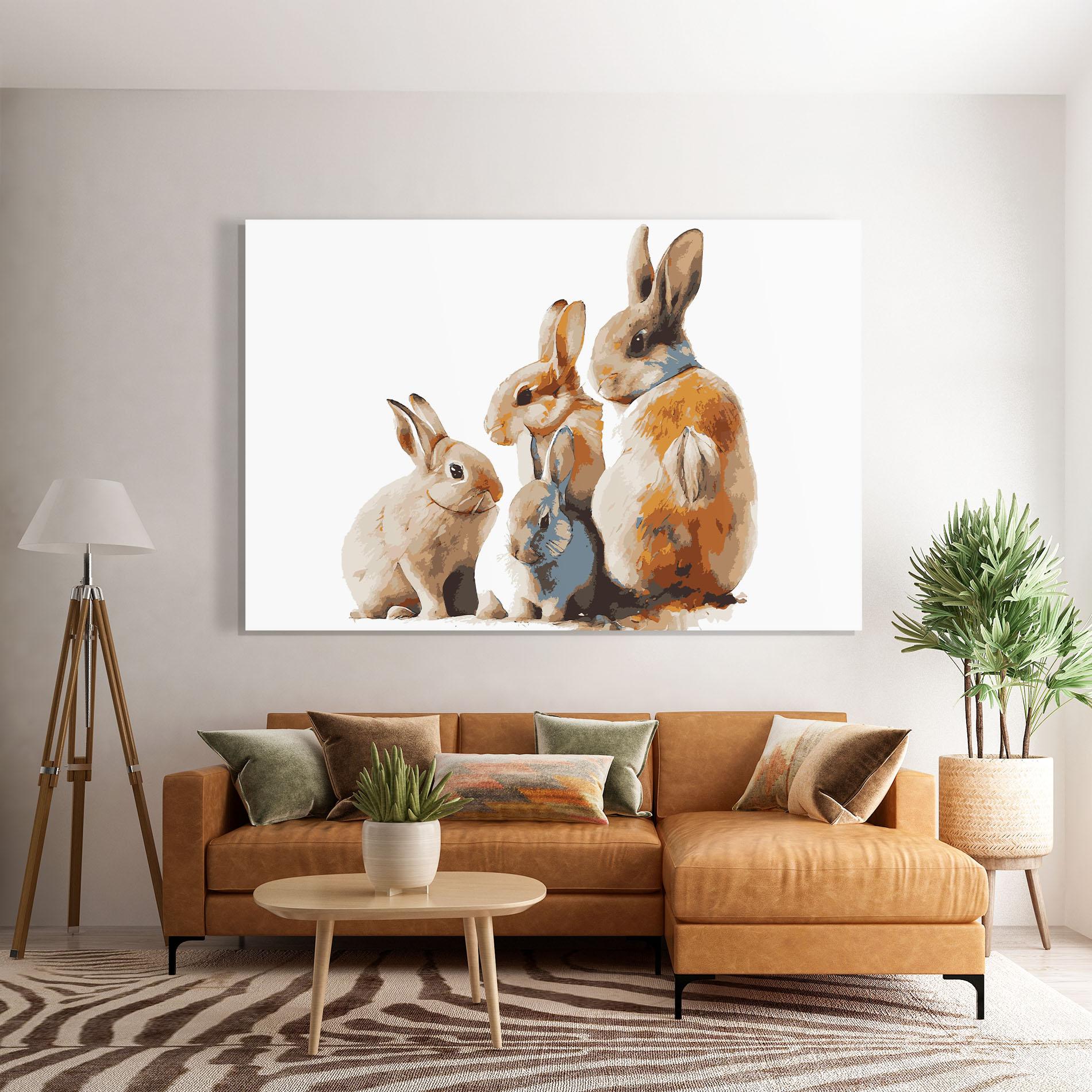 Tablou Sticla Bunny Family mockup 7