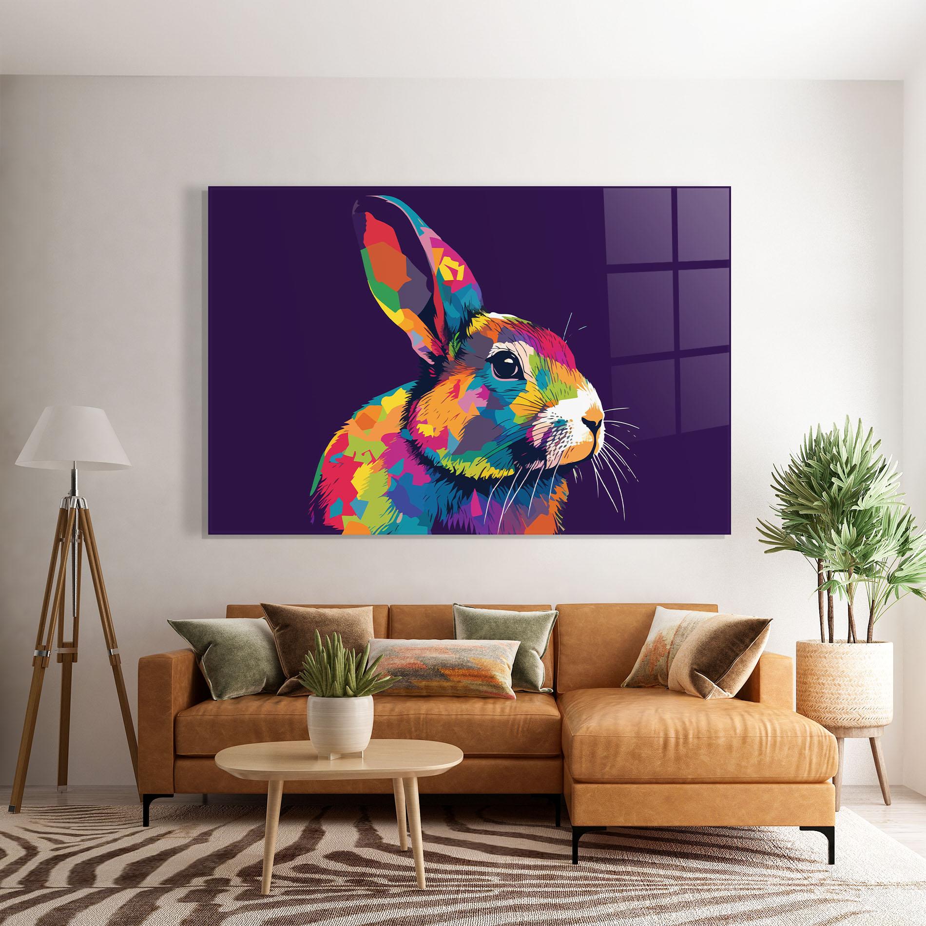 Tablou Sticla Bunny On Purple mockup 7