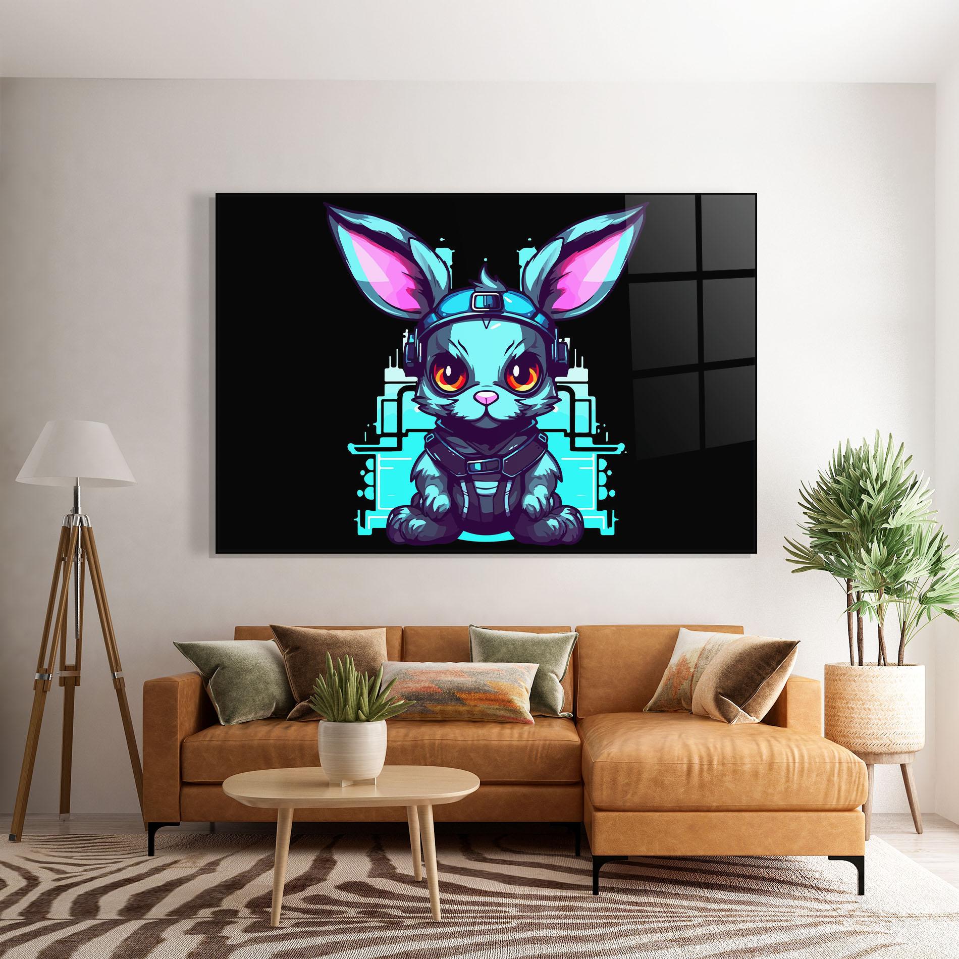 Tablou Sticla Cyberpunk Rabbit mockup 7