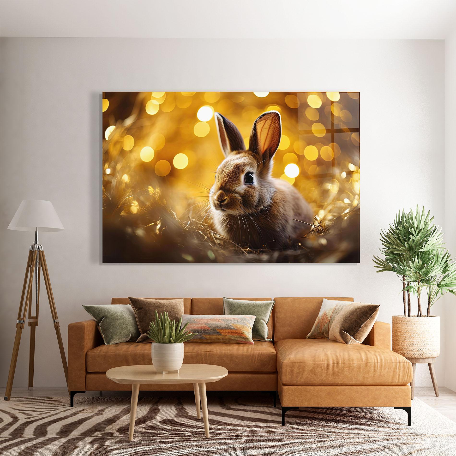Tablou Sticla Gold Lights Bunny mockup 7