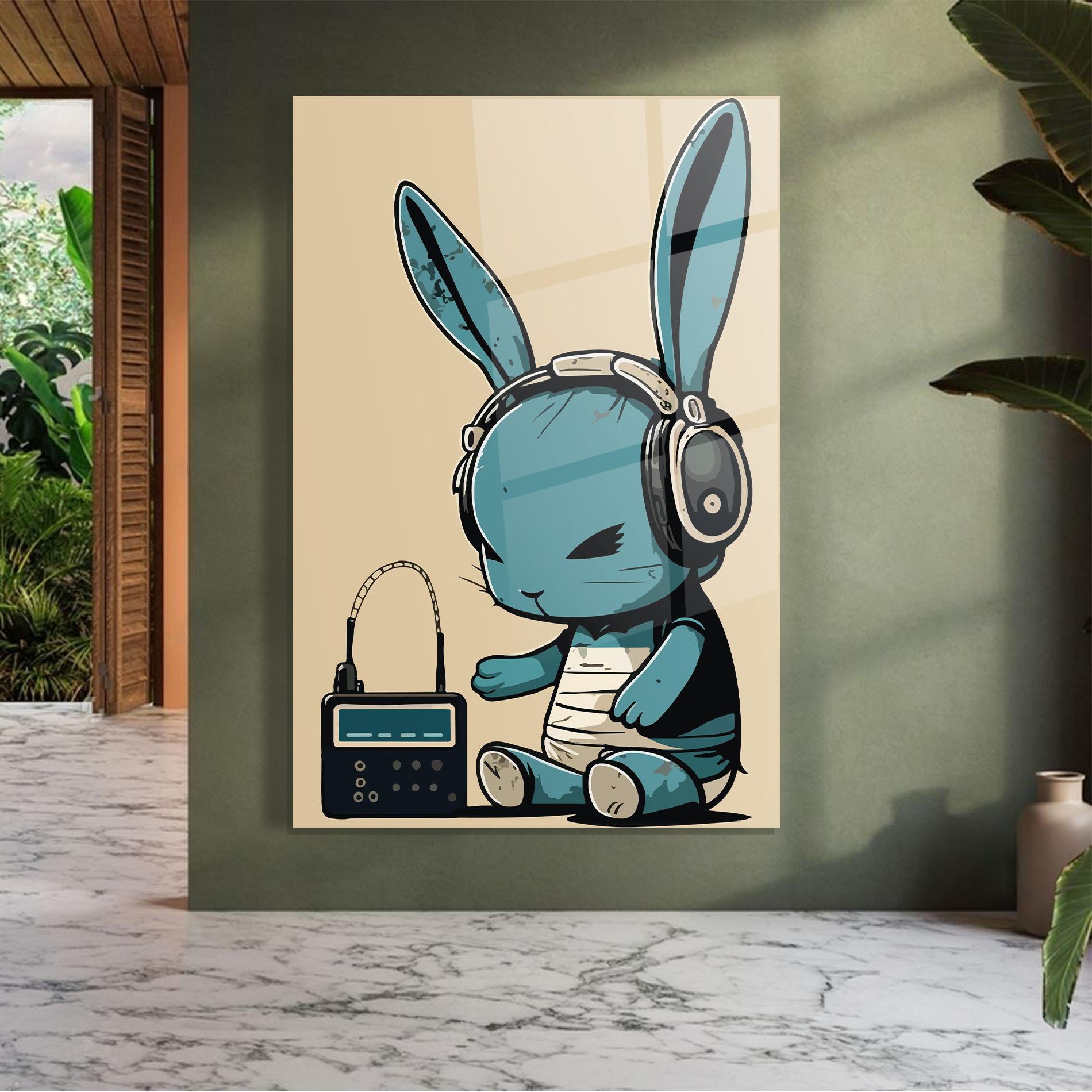 Tablou Sticla Blue Baby Bunny mockup 7