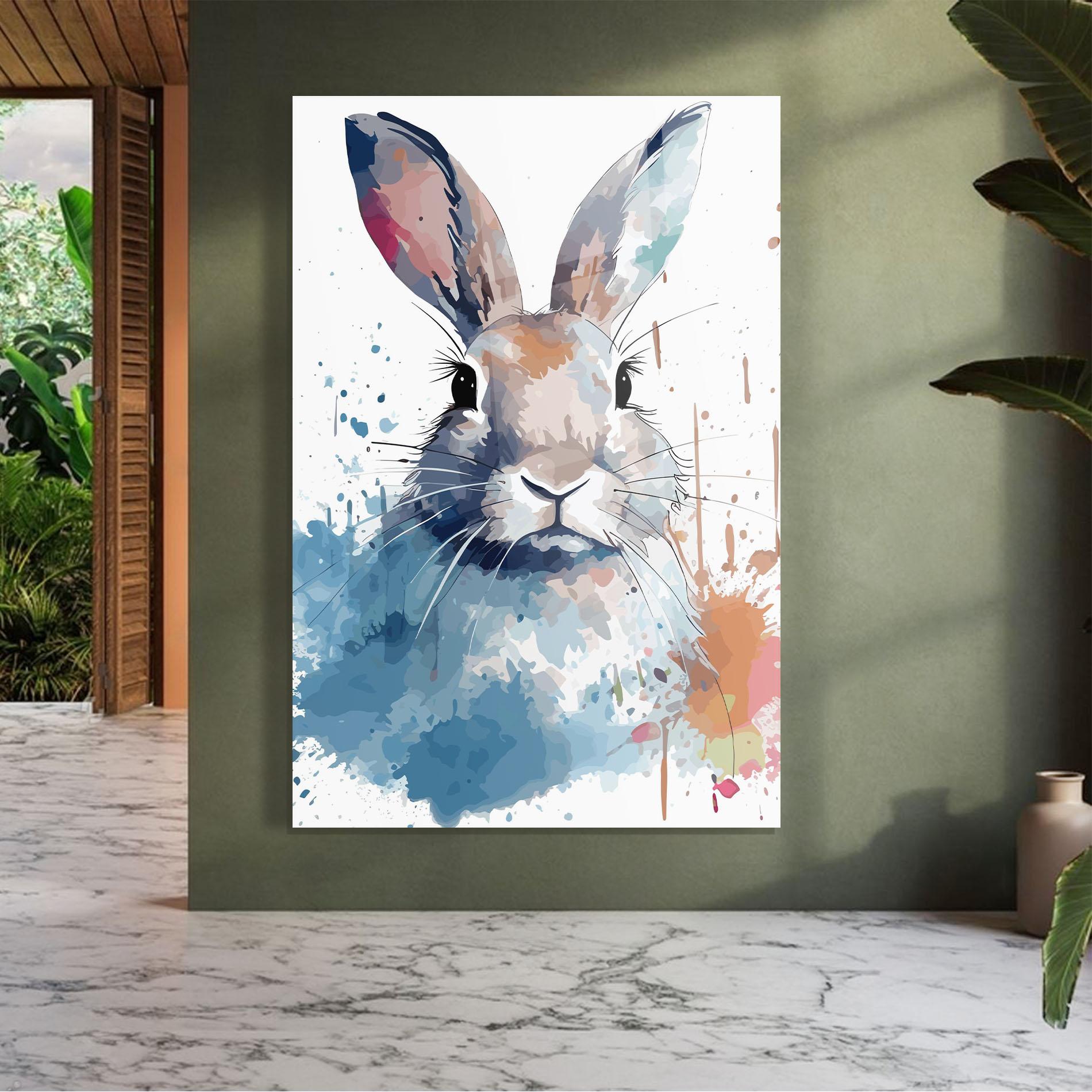Tablou Sticla Bunny Art Splash mockup 7