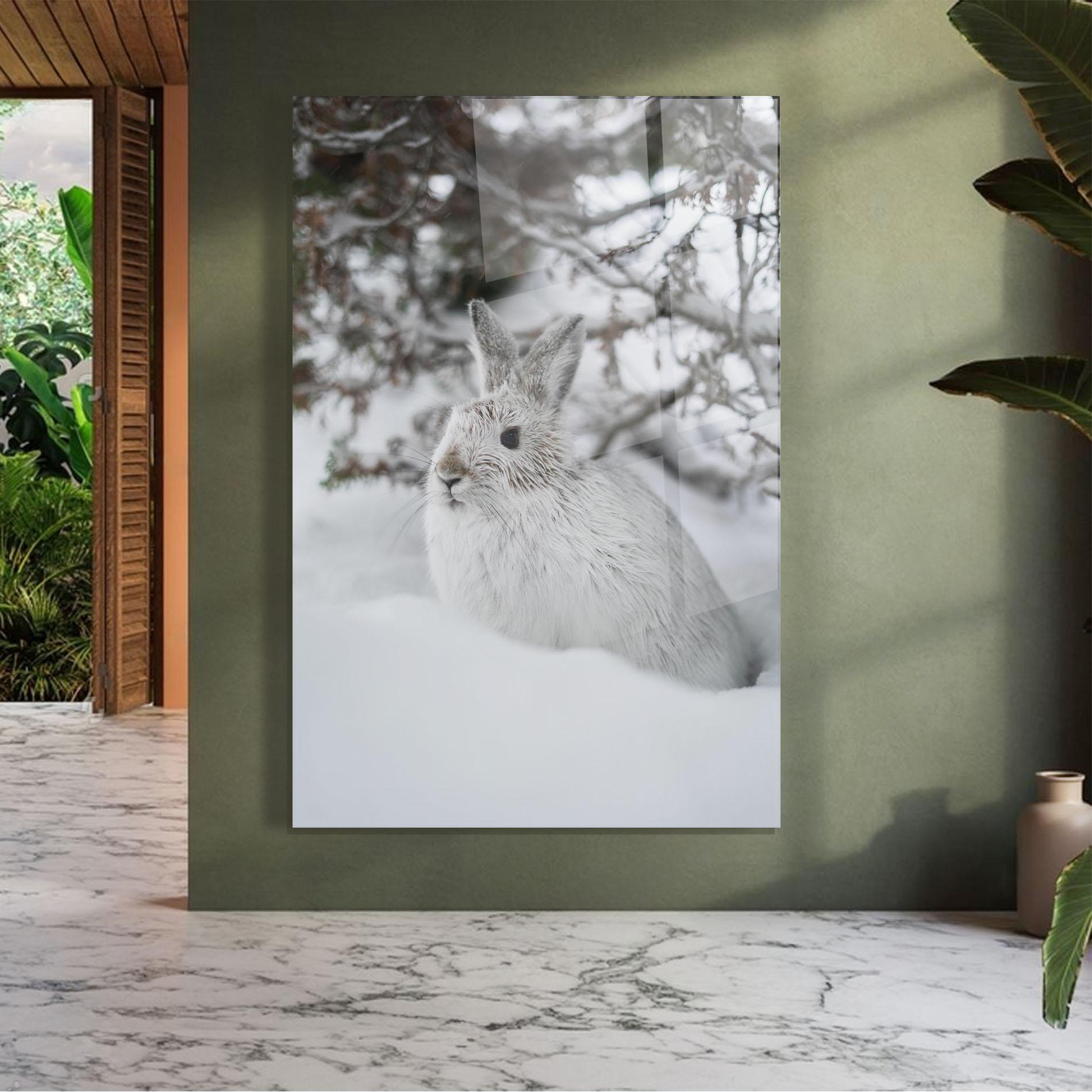 Tablou Sticla Bunny In Snow mockup 7