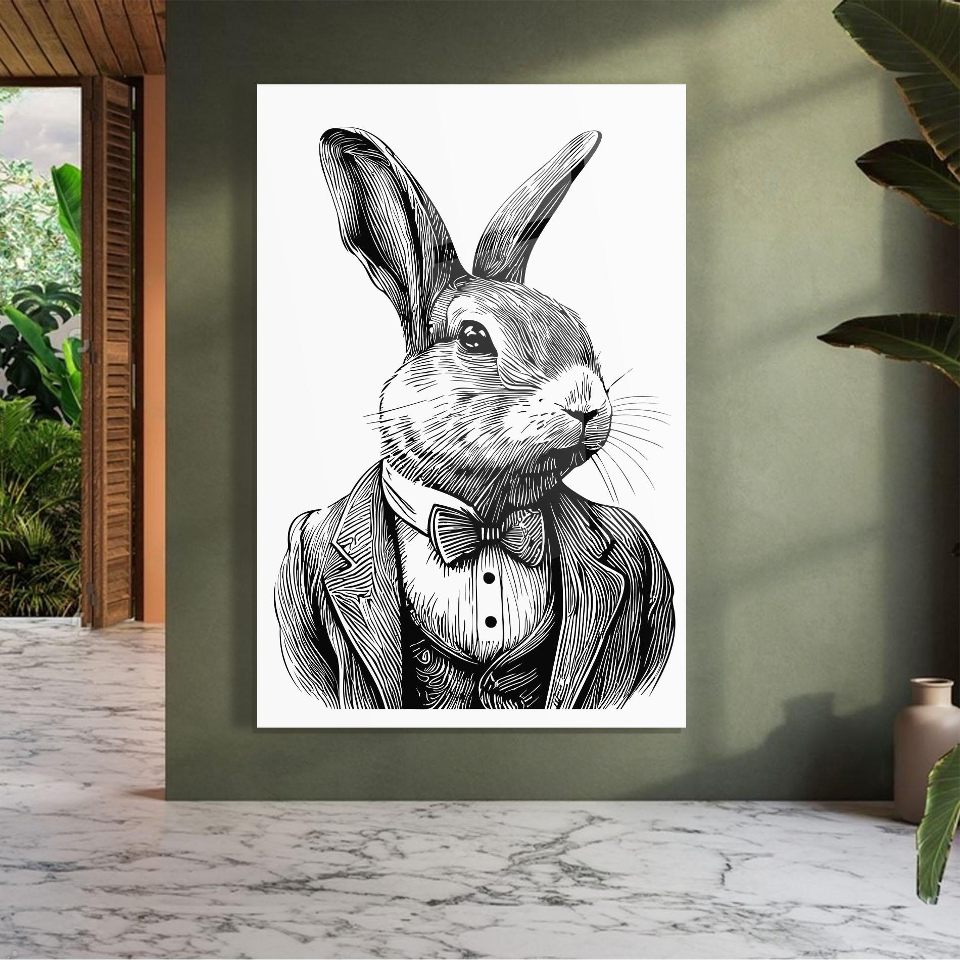 Tablou Sticla Bunny In Suit mockup 7