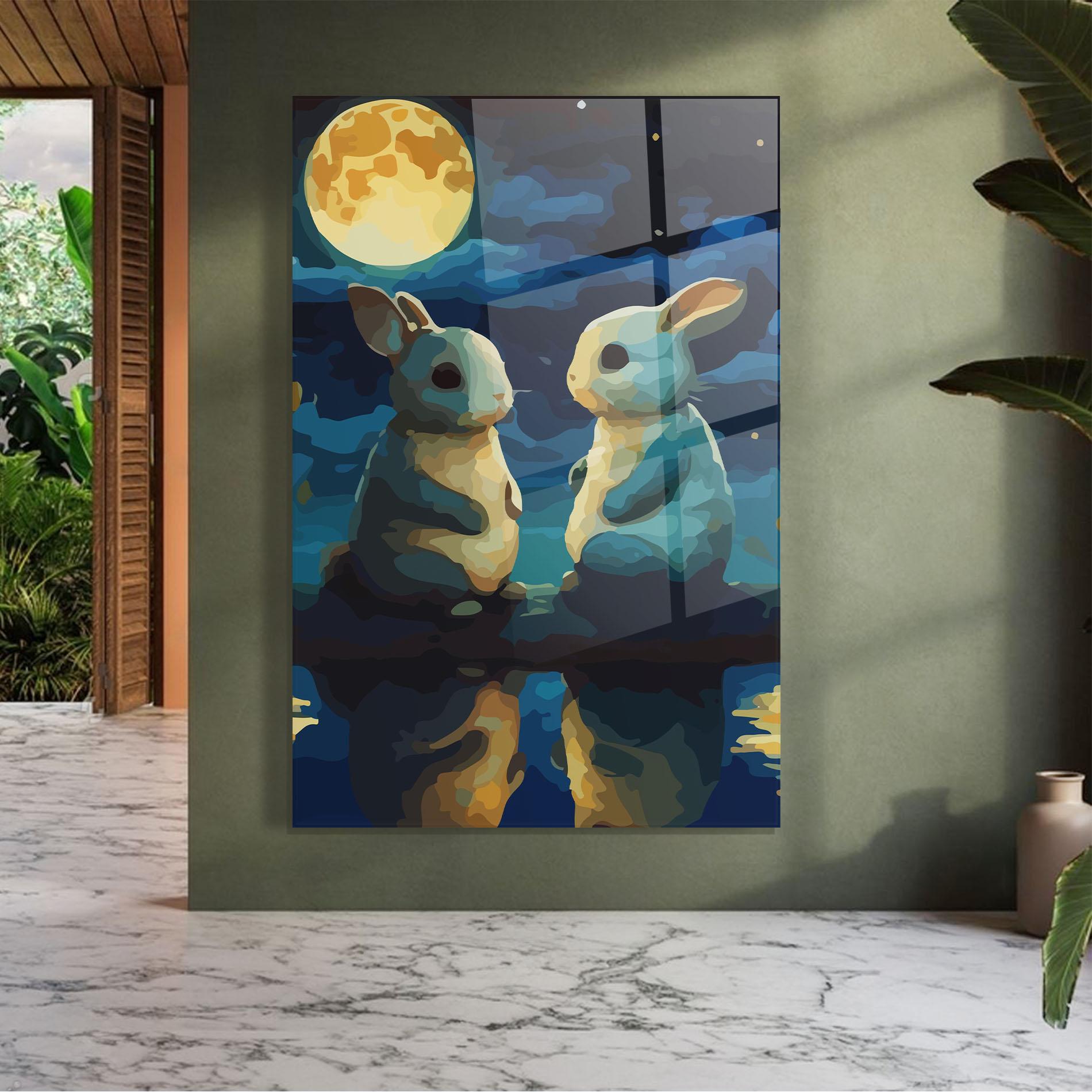 Tablou Sticla Full Moon Bunny mockup 7