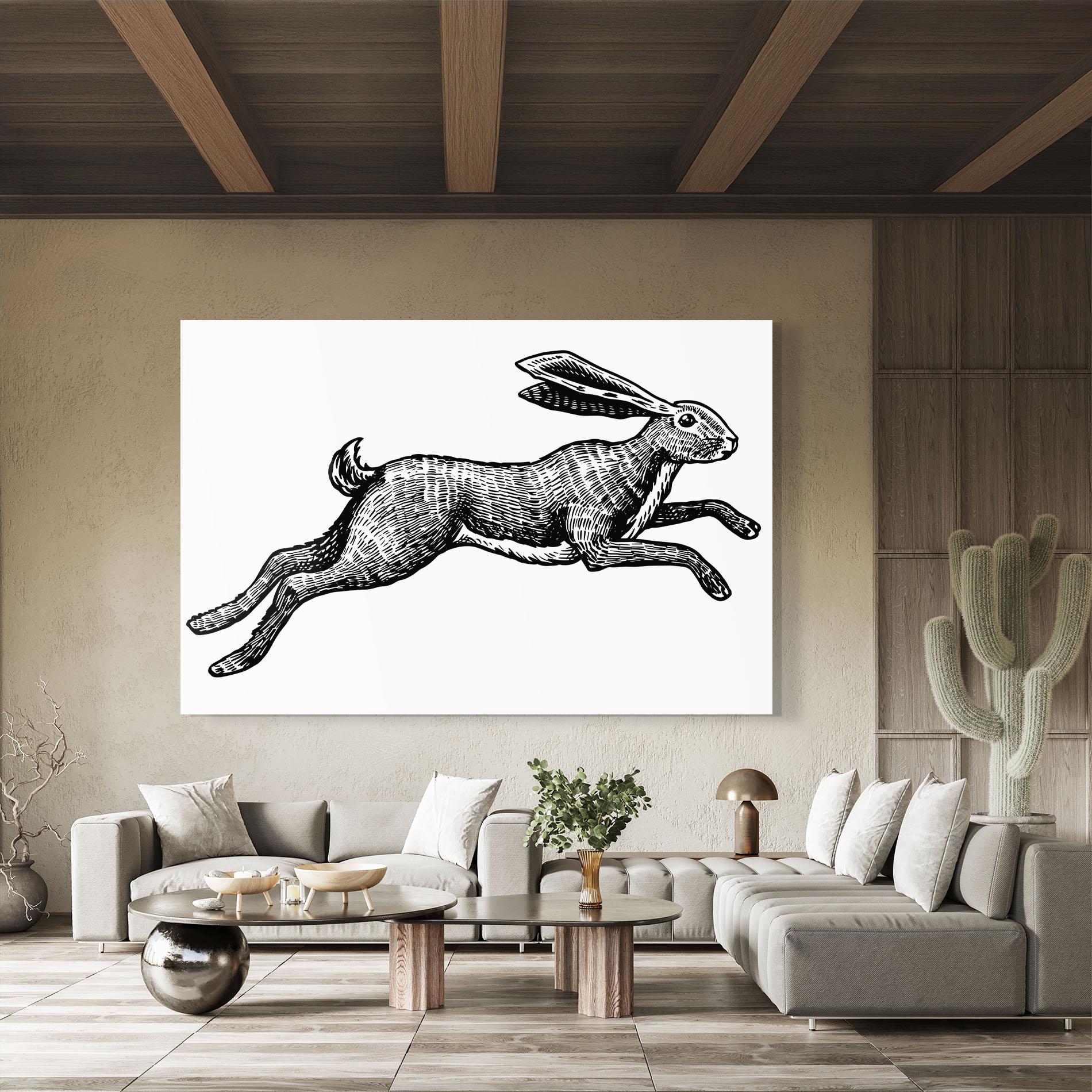Tablou Sticla Black Line Bunny mockup 8