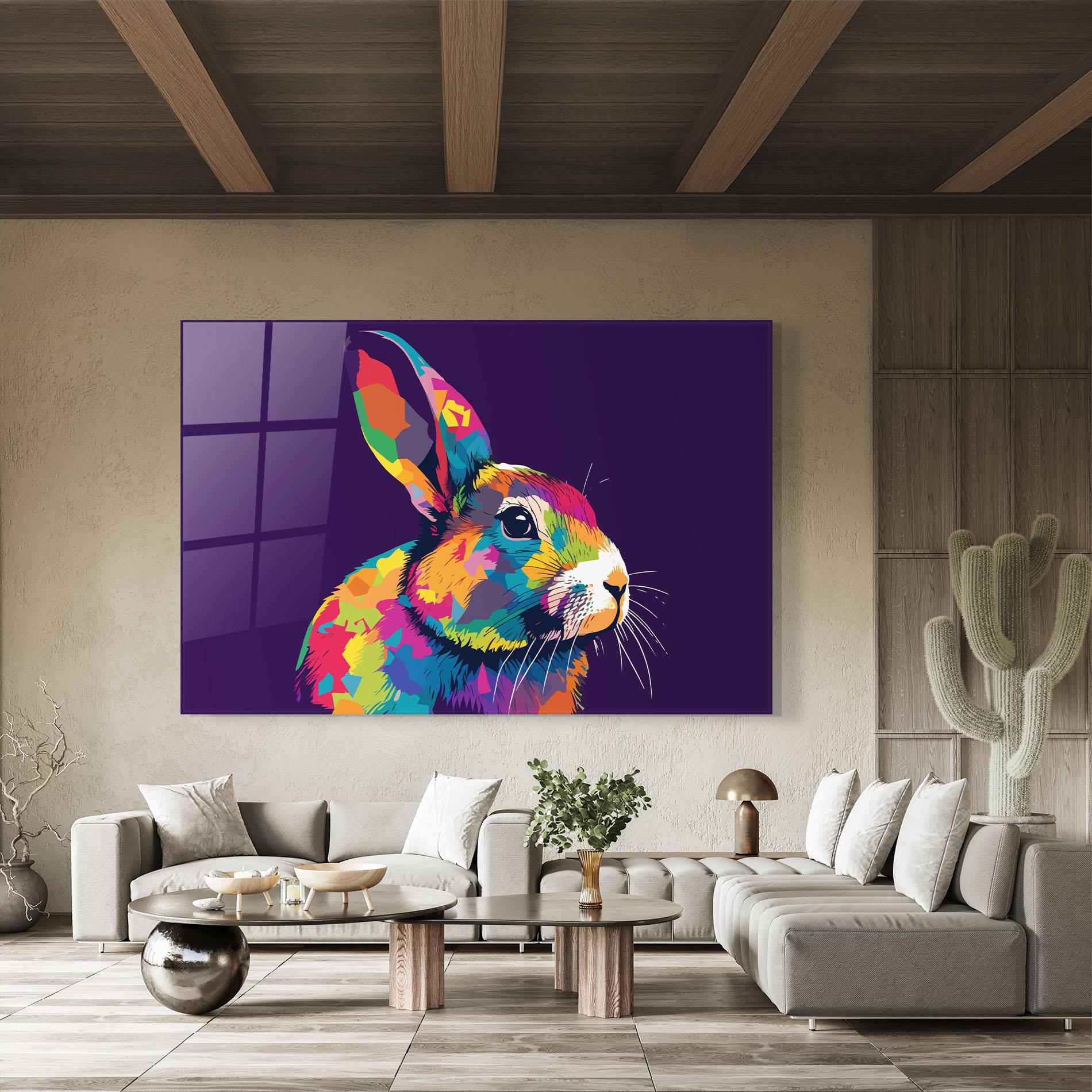 Tablou Sticla Bunny On Purple mockup 8