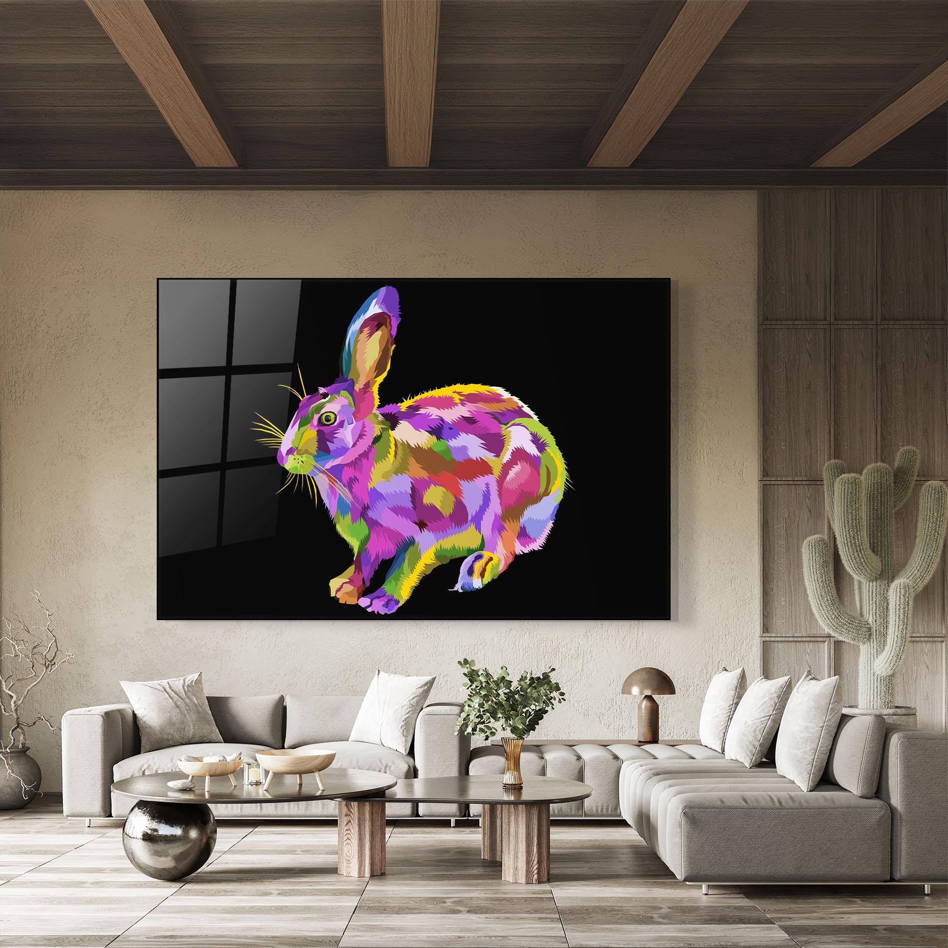 Tablou Sticla Colorful Bunny mockup 8