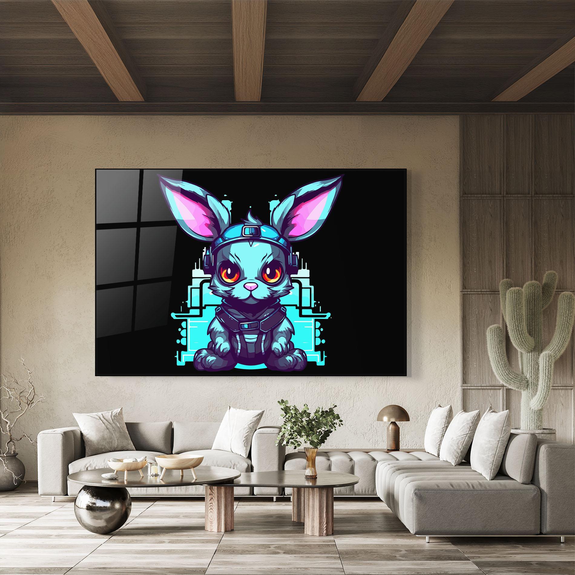 Tablou Sticla Cyberpunk Rabbit mockup 8