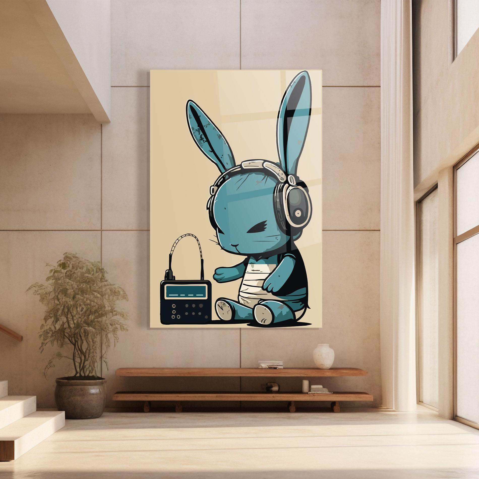 Tablou Sticla Blue Baby Bunny mockup 8