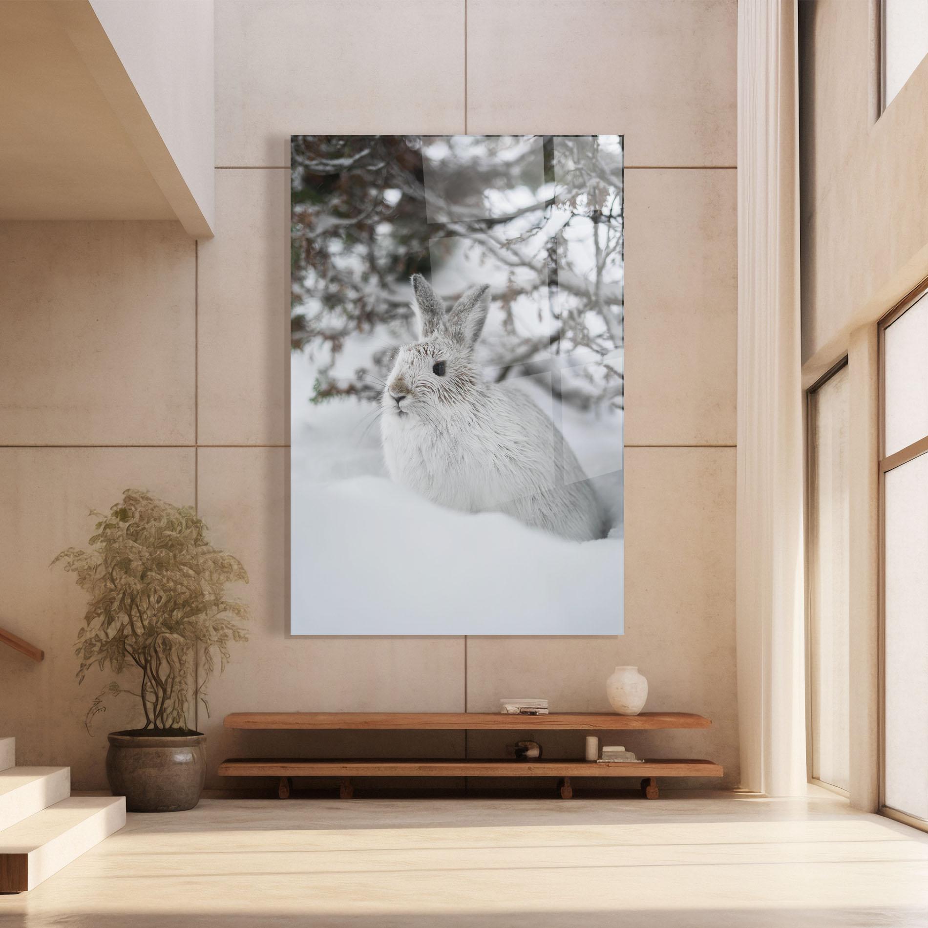 Tablou Sticla Bunny In Snow mockup 8
