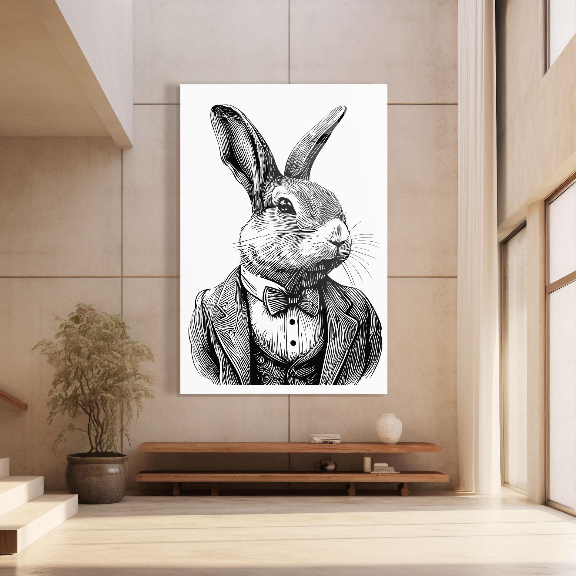 Tablou Sticla Bunny In Suit mockup 8