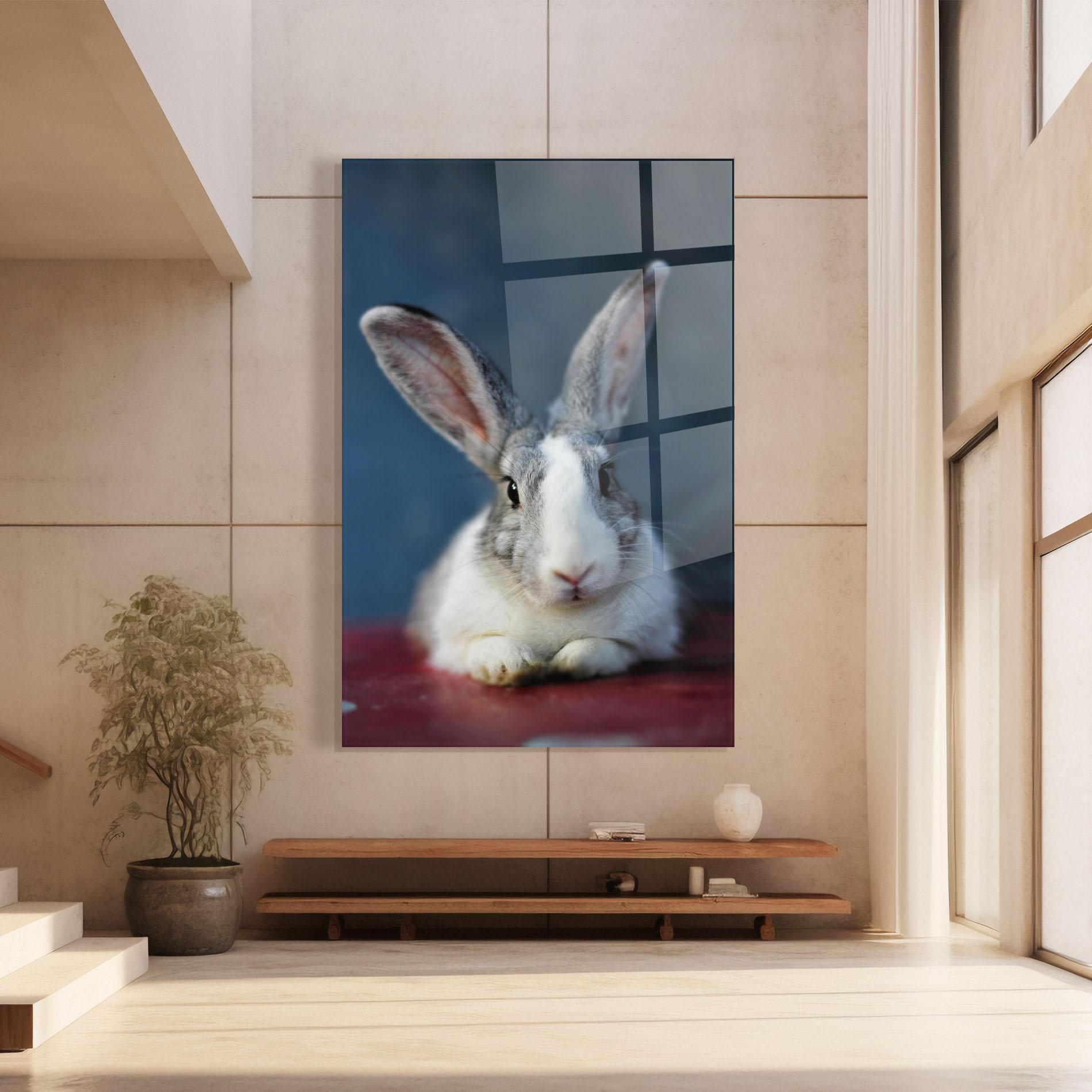 Tablou Sticla Cute Grey Bunny mockup 8