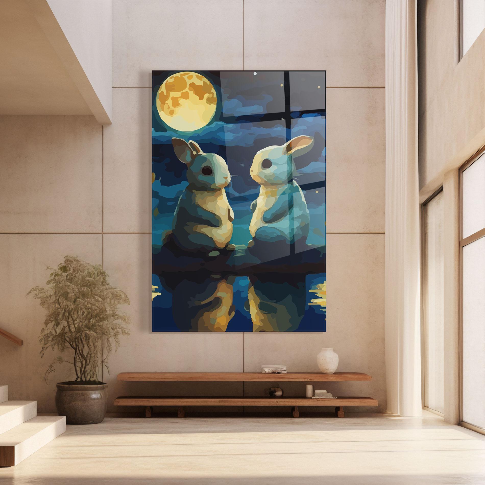 Tablou Sticla Full Moon Bunny mockup 8