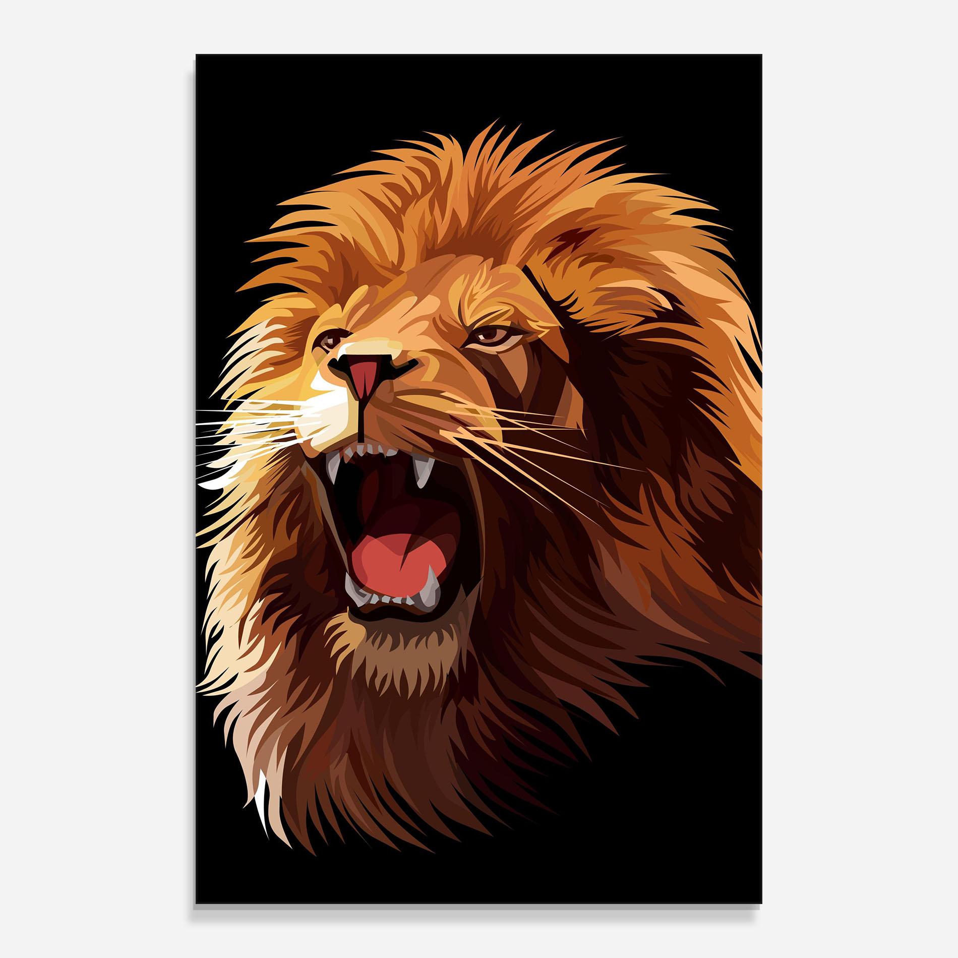 Tablou Sticla Angry Lion Head mockup 0