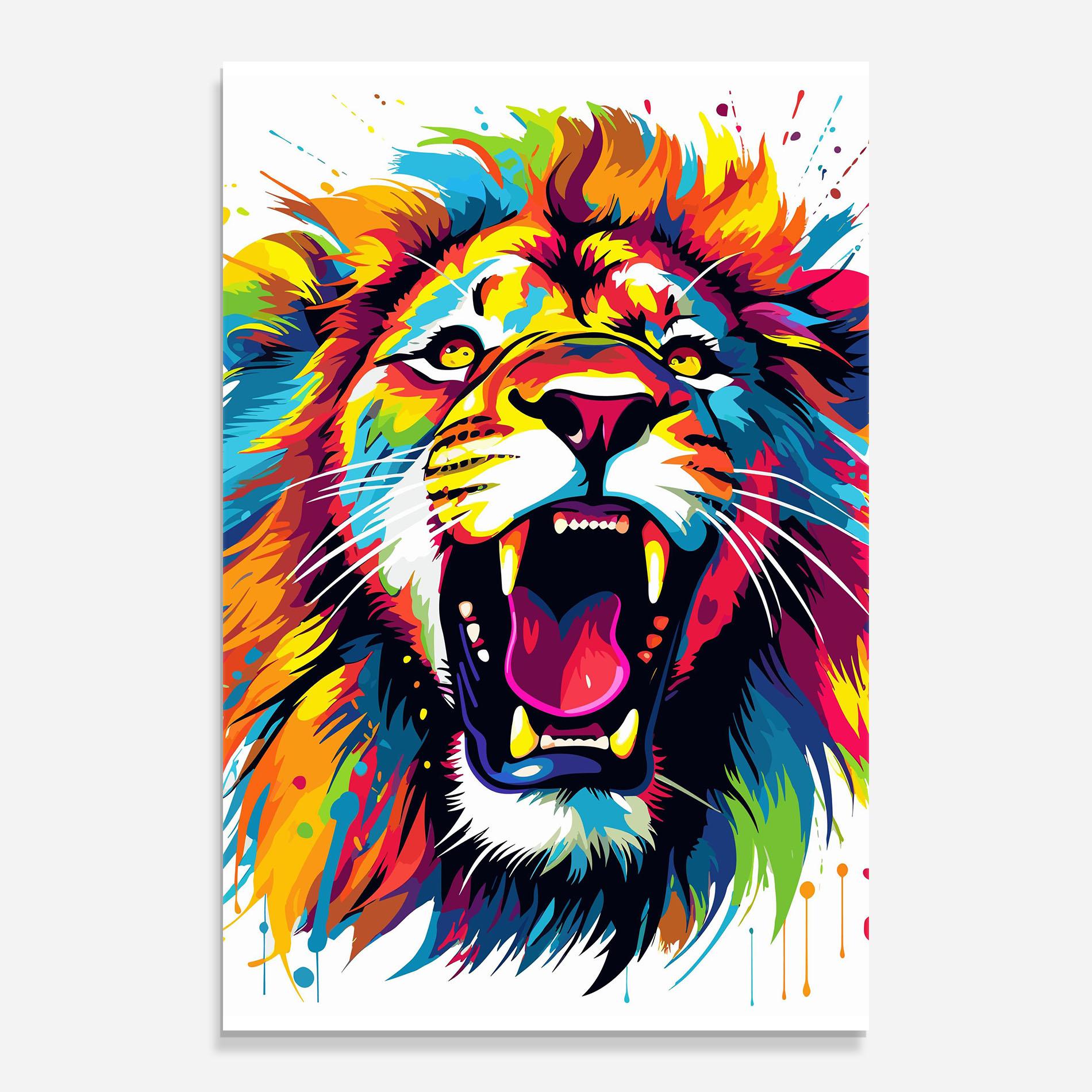 Tablou Sticla Angry Lion Mix mockup 0