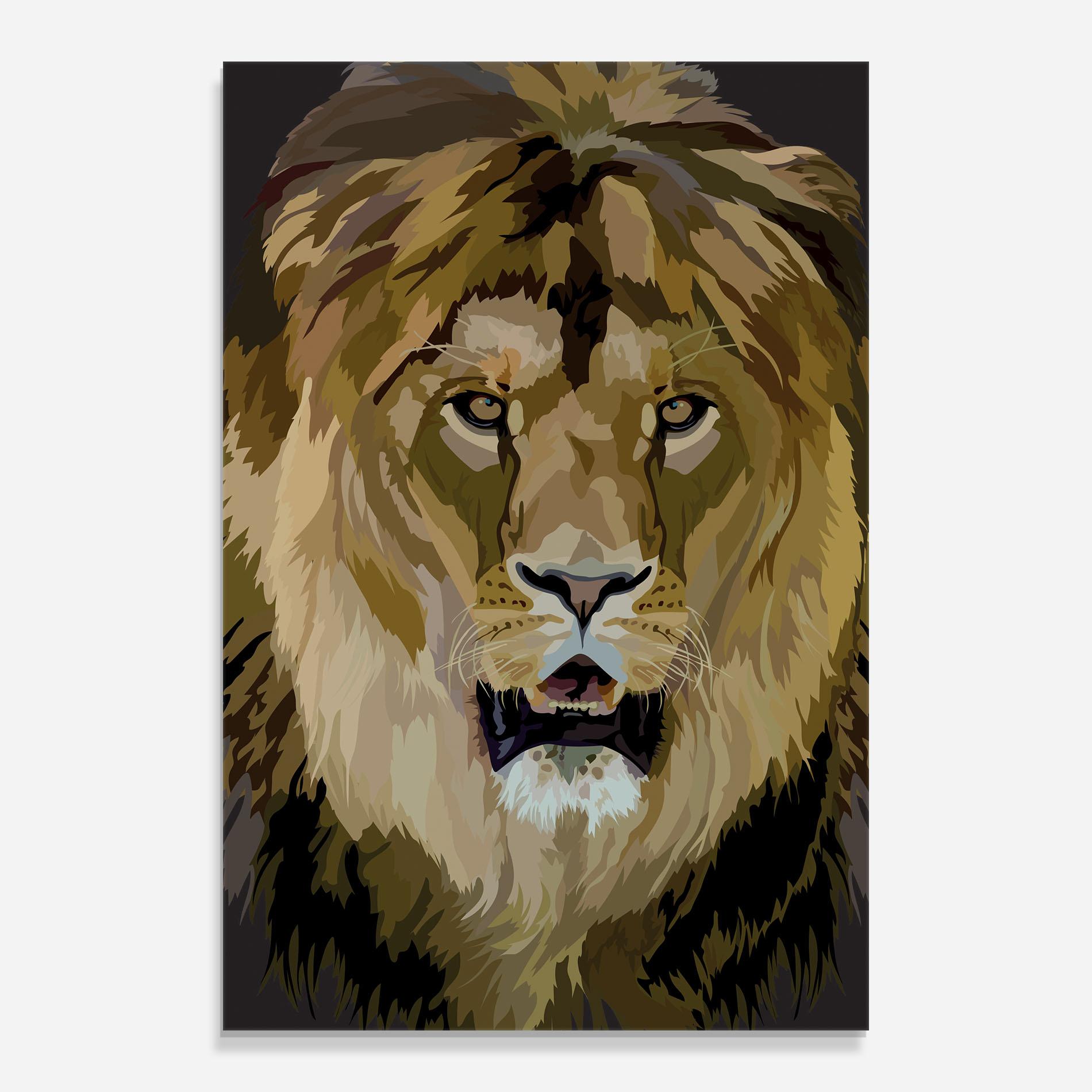 Tablou Sticla Beautiful Lion Art mockup 0