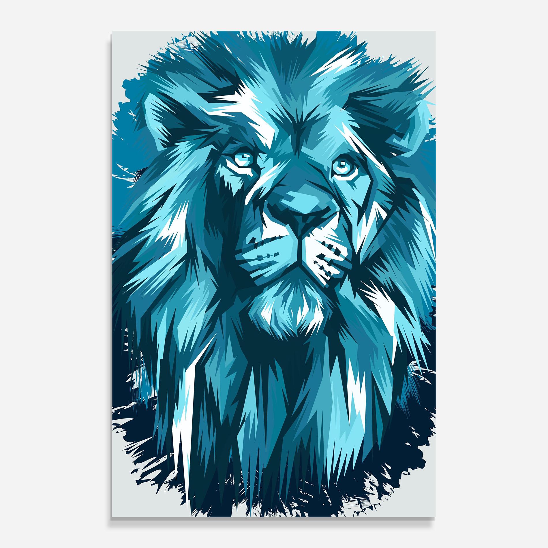 Tablou Sticla Blue Lion Head mockup 0