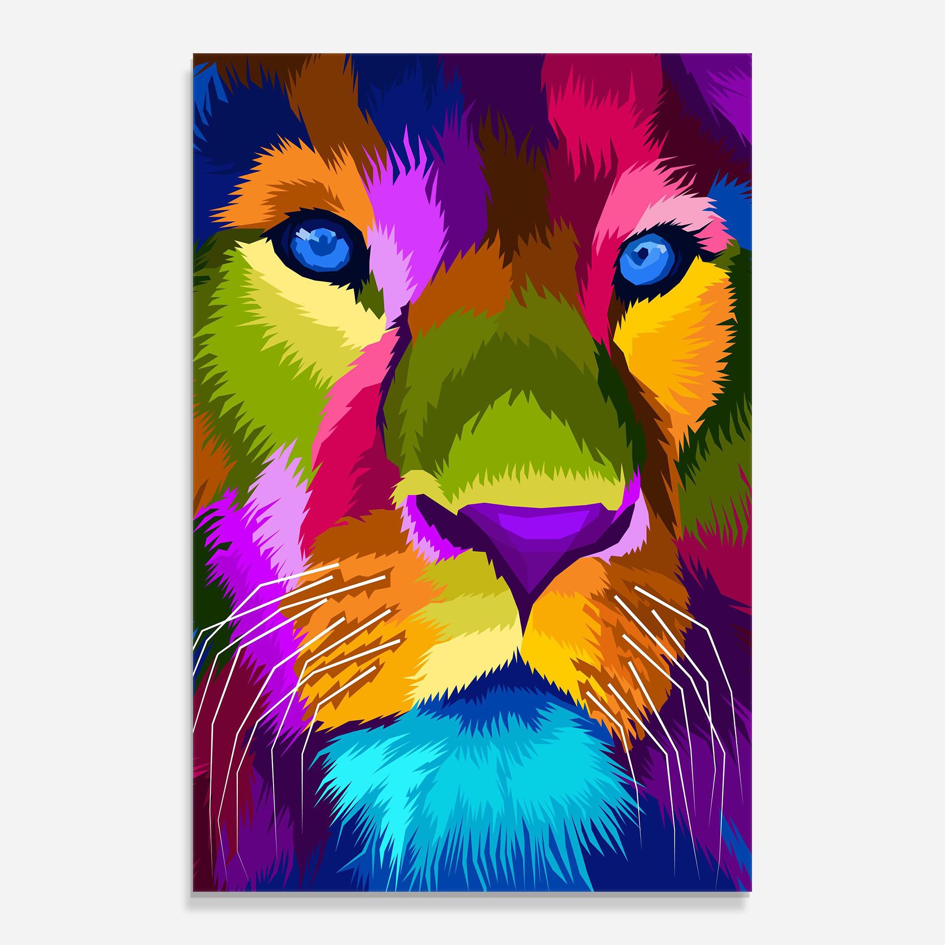 Tablou Sticla Color Lion Close Up mockup 0