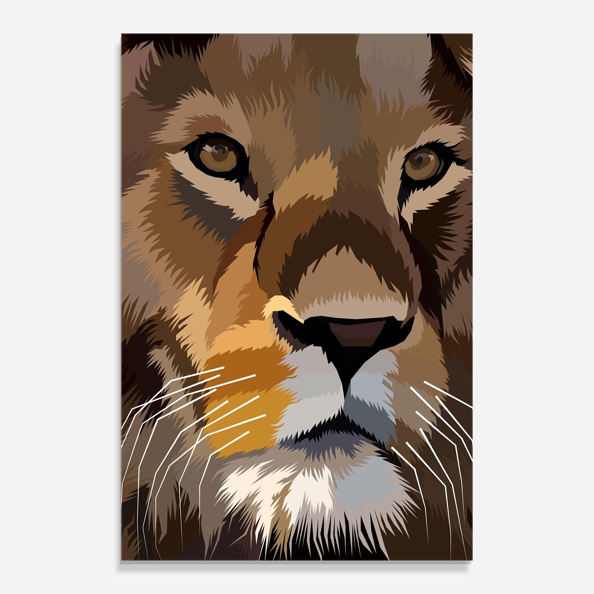 Tablou Sticla Cute Lion Art mockup 0