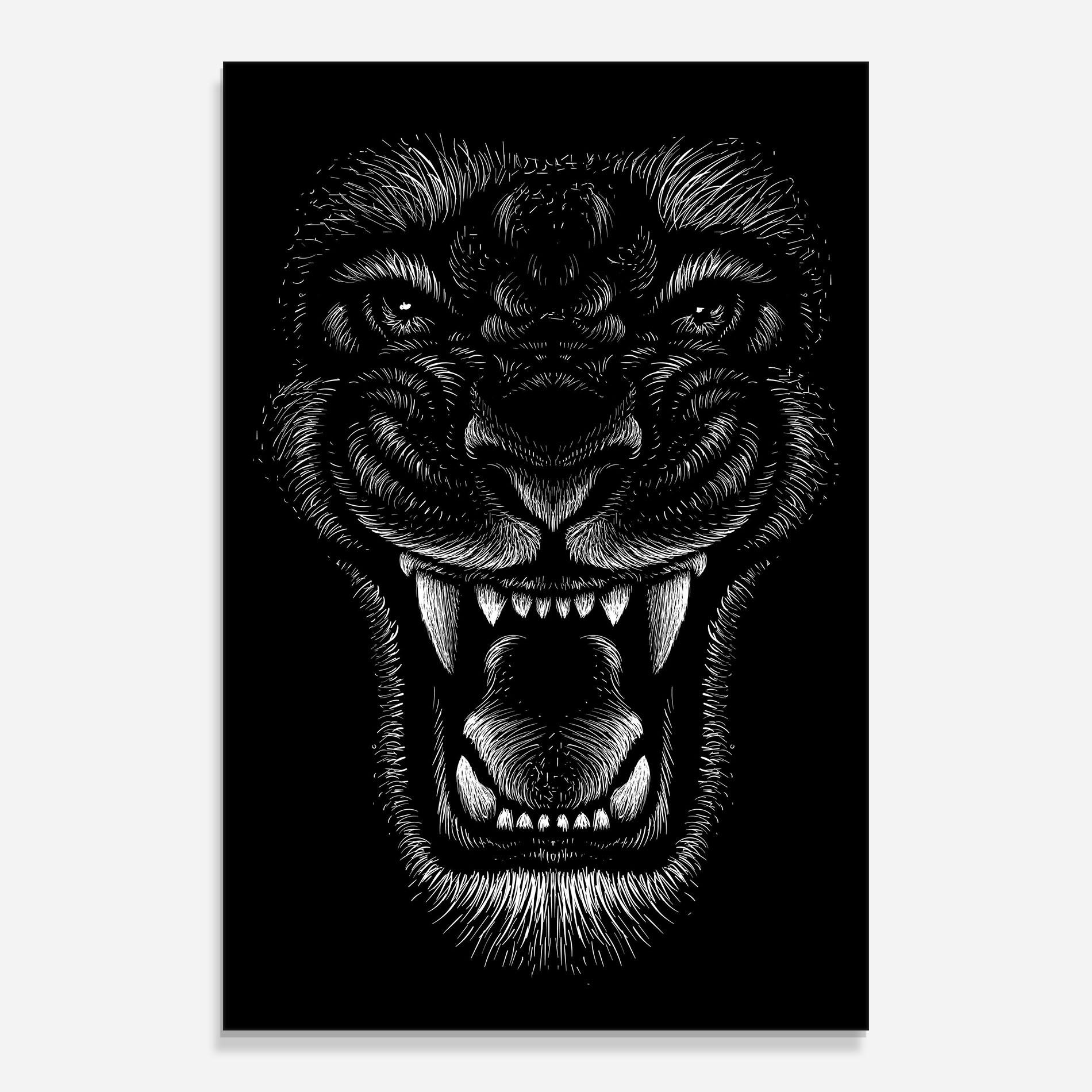Tablou Sticla Lion Bite mockup 0