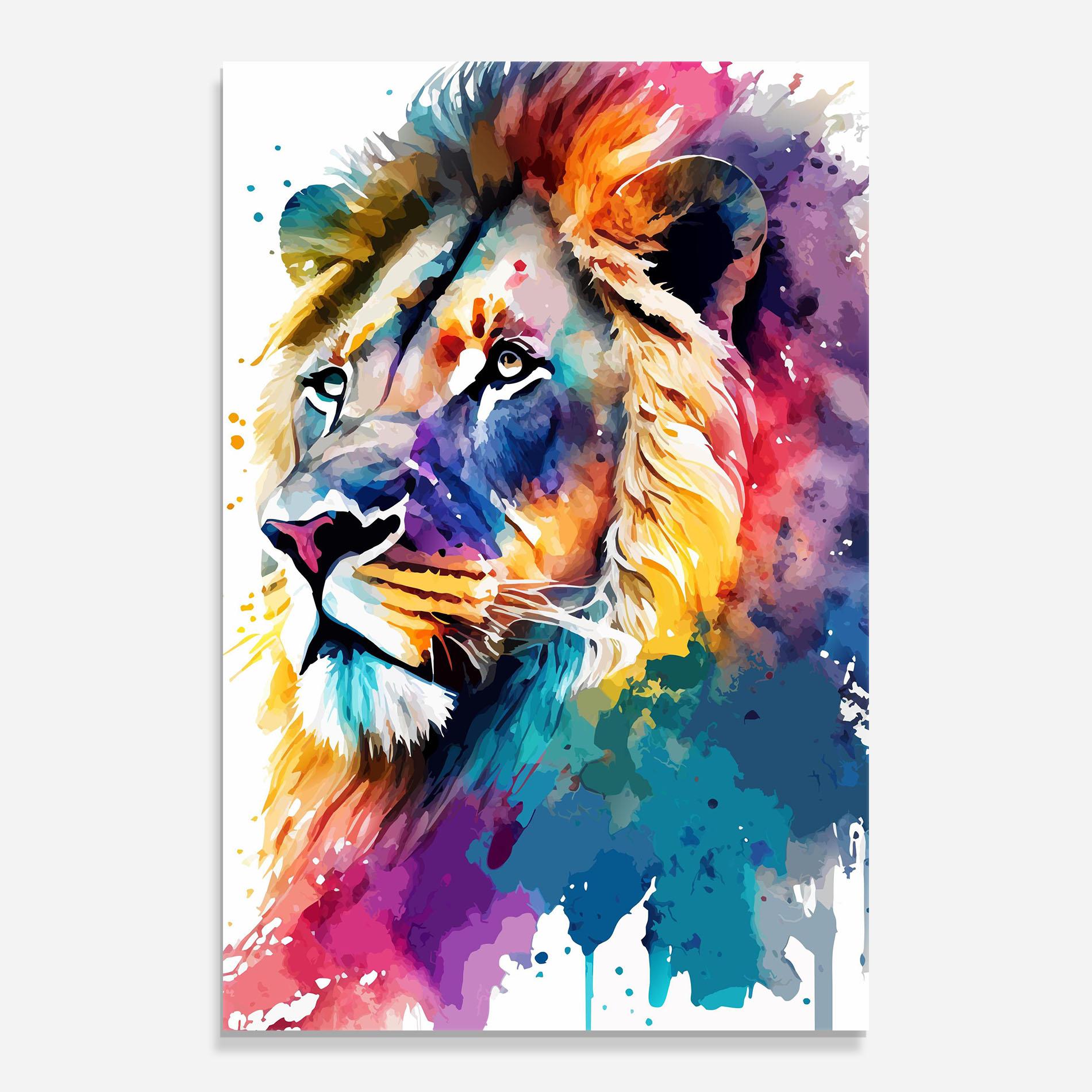 Tablou Sticla Vibrant Color Lion mockup 0