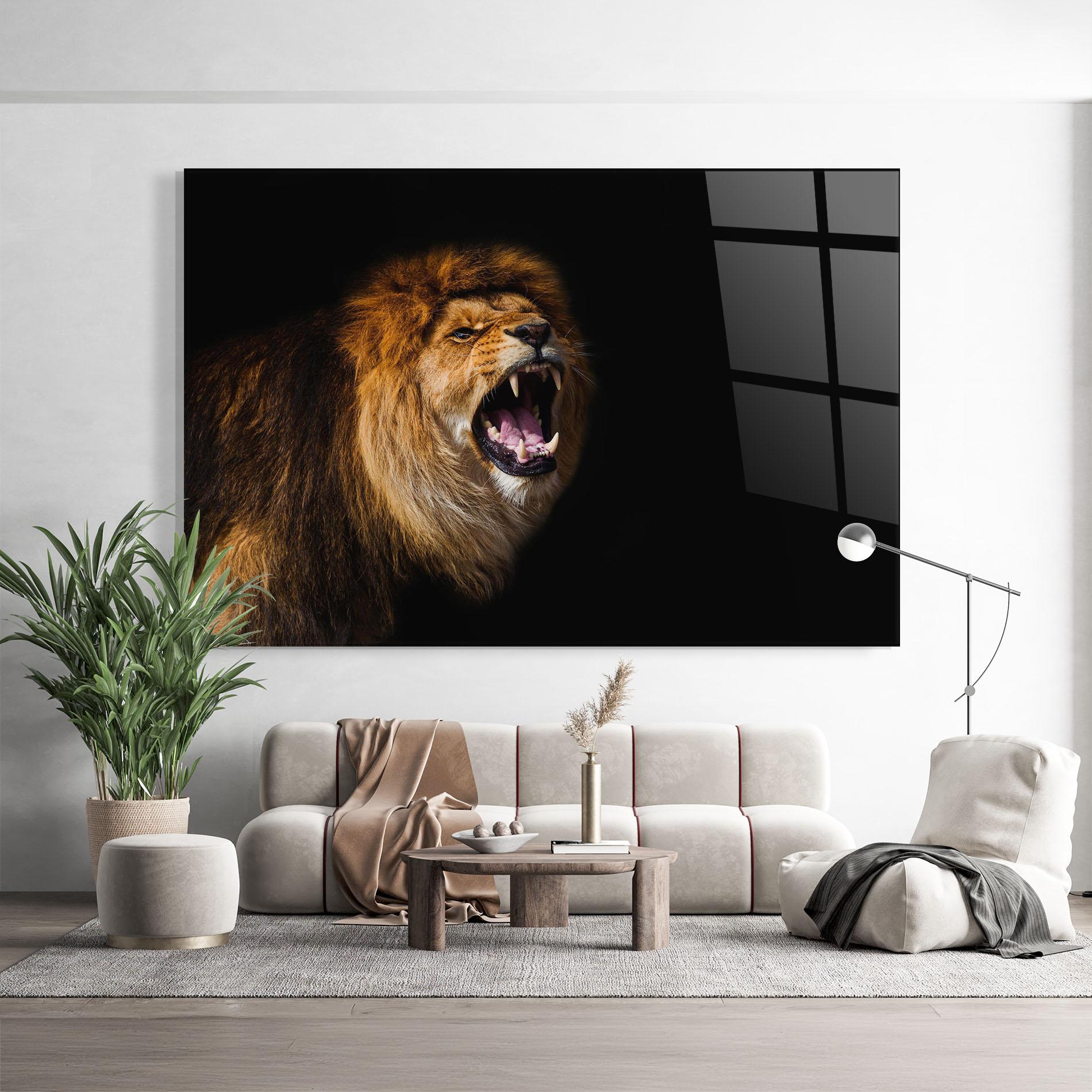 Tablou Sticla Beautiful Lion Portrait mockup 9