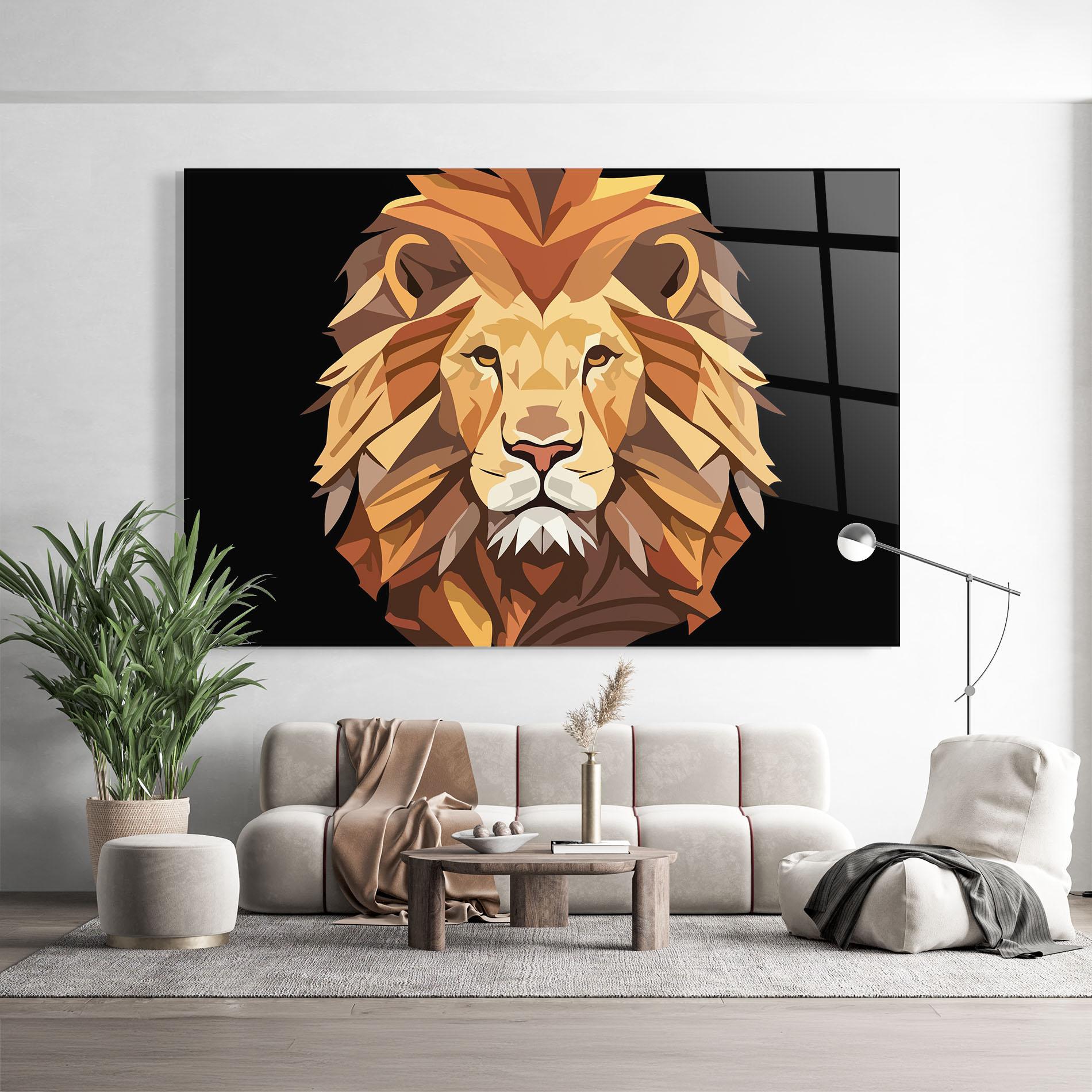 Tablou Sticla Cartoon Lion mockup 9