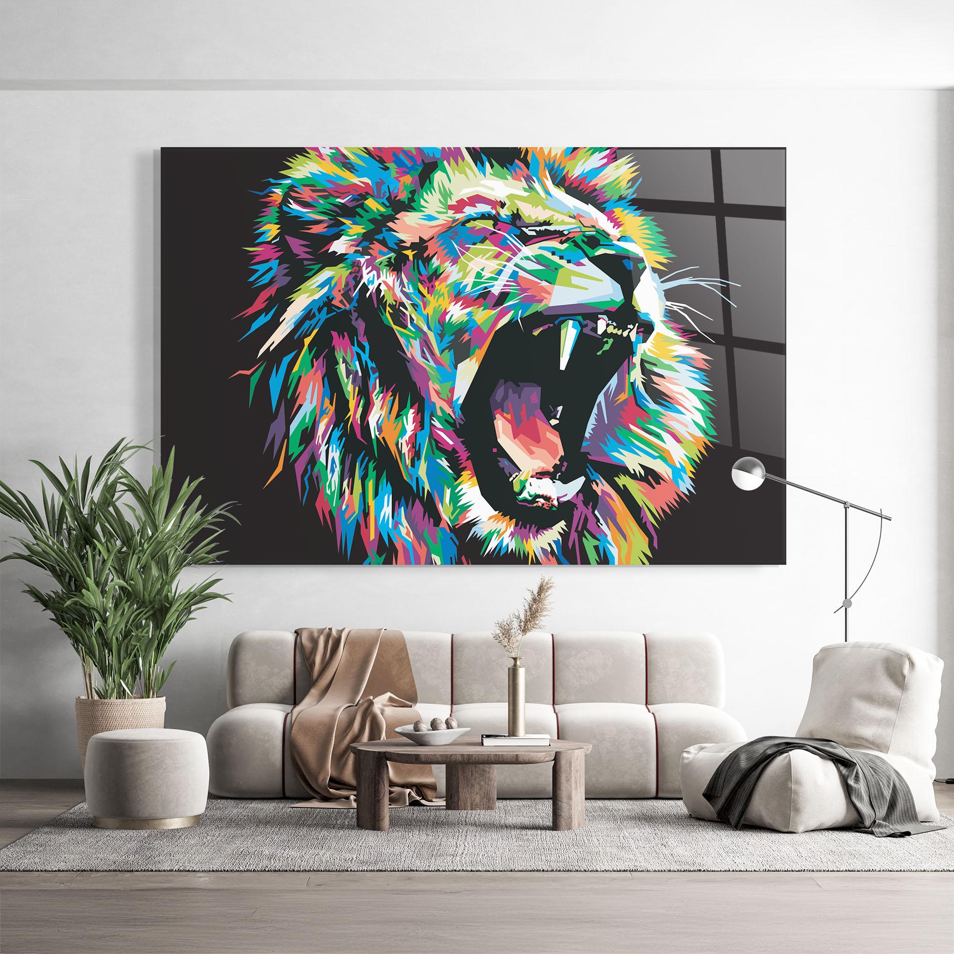 Tablou Sticla Green Blue Lion mockup 9
