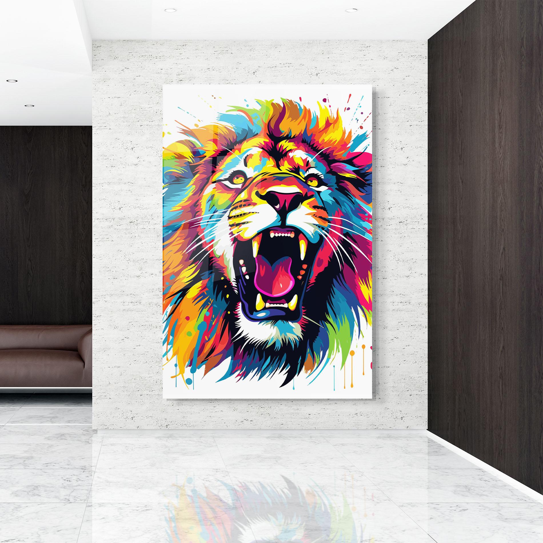 Tablou Sticla Angry Lion Mix mockup 9