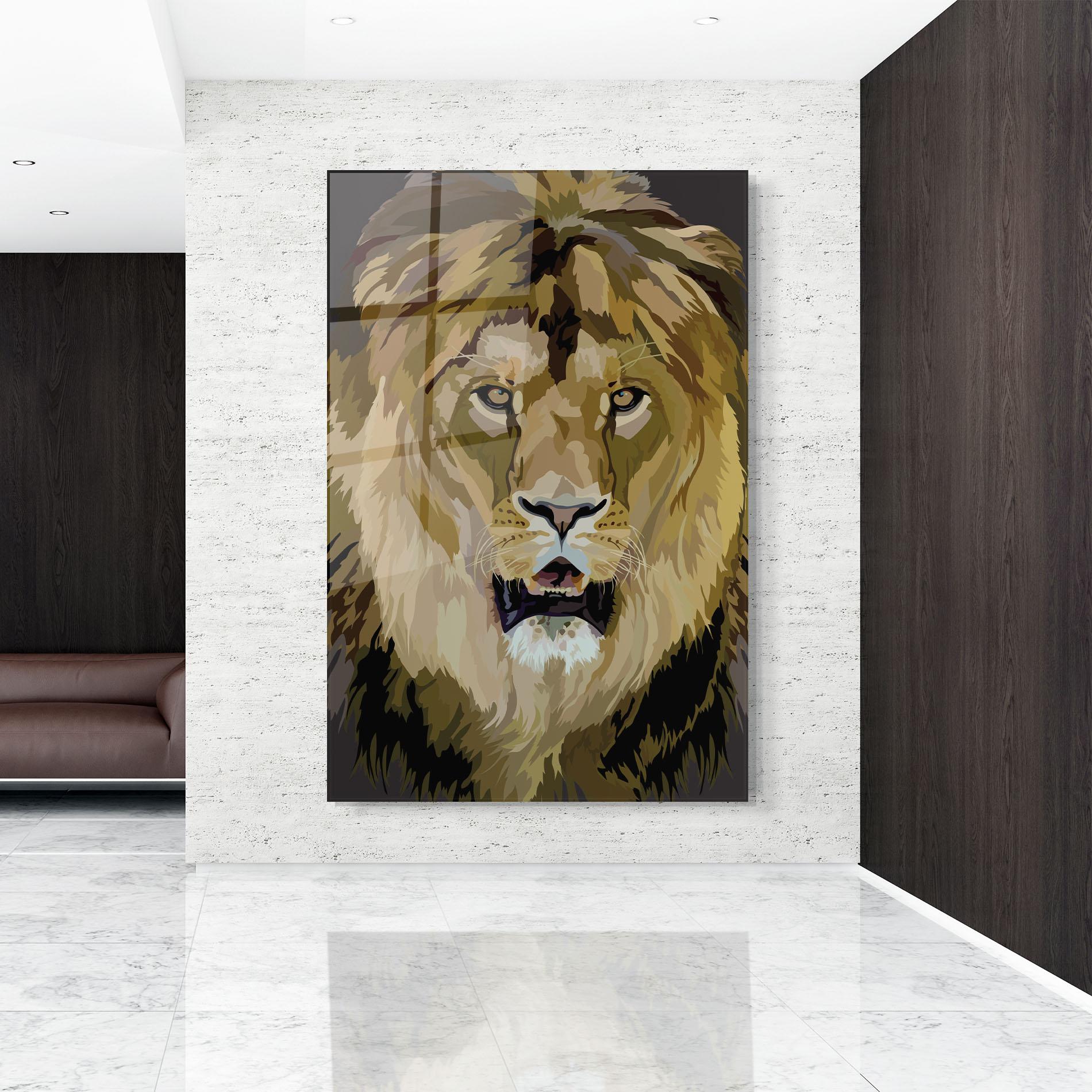 Tablou Sticla Beautiful Lion Art mockup 9