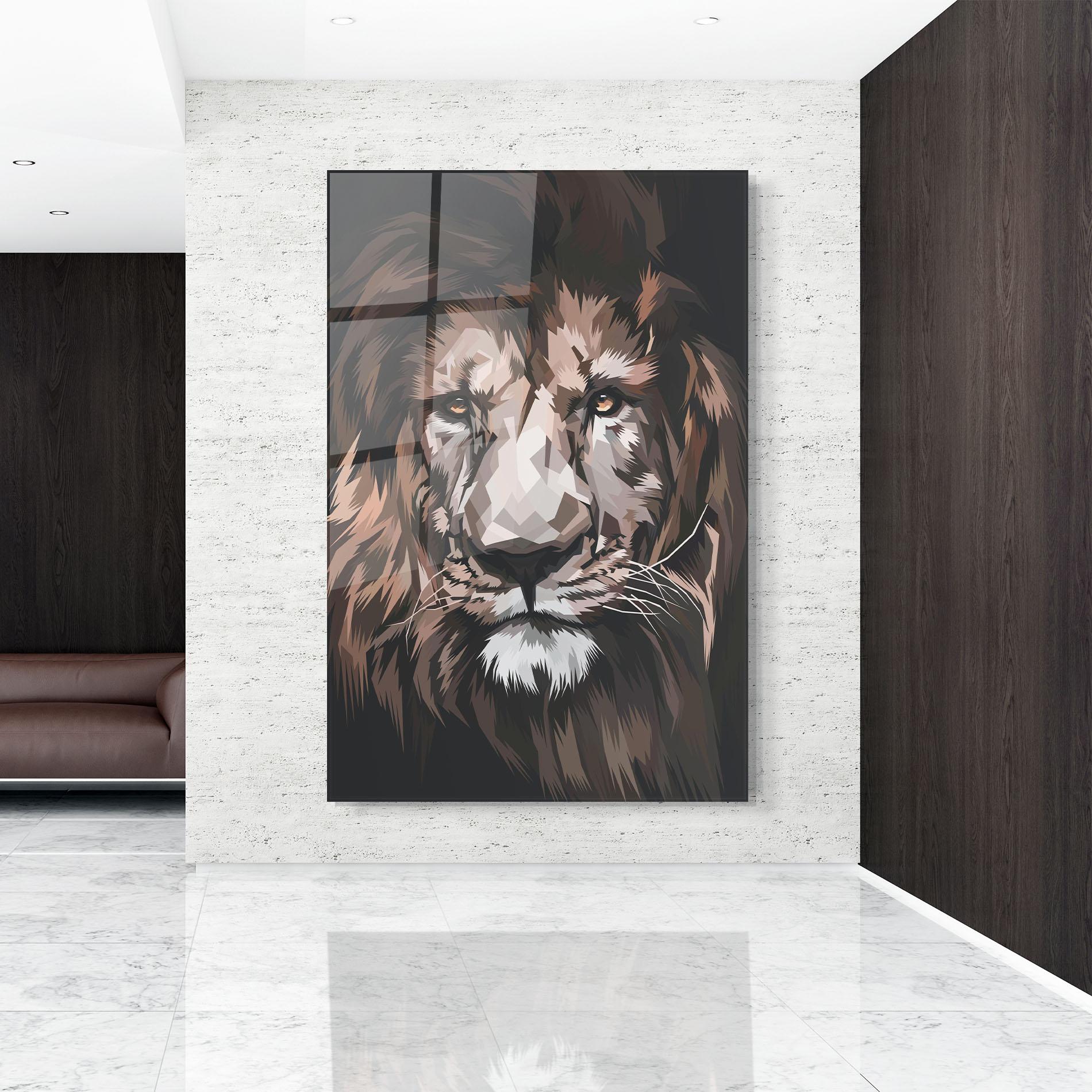 Tablou Sticla Lion Art Close Up mockup 9