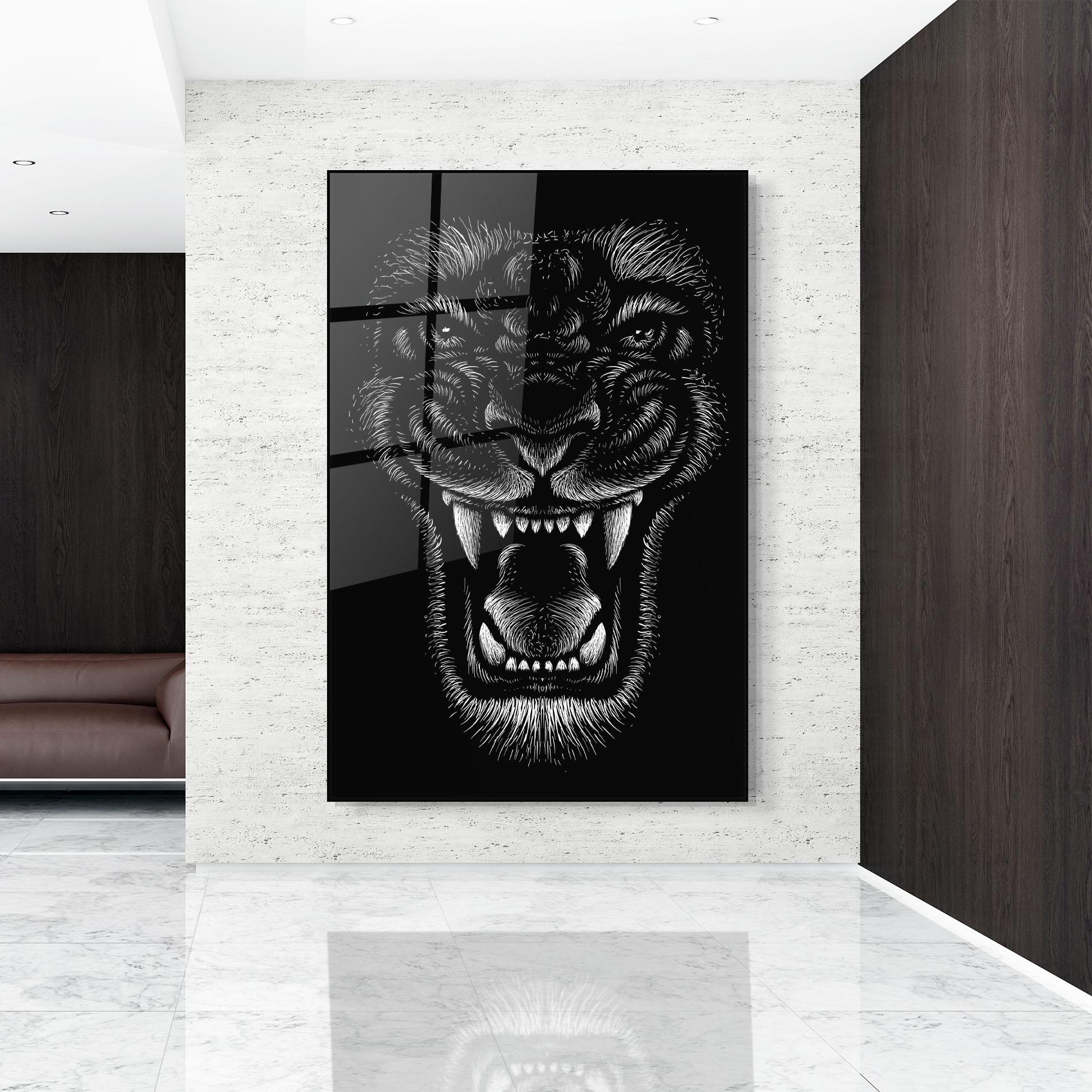 Tablou Sticla Lion Bite mockup 9