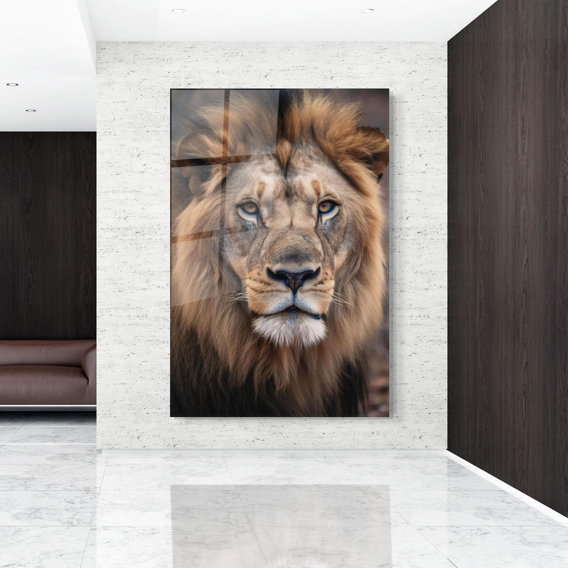 Tablou Sticla Wild Lion View mockup 9