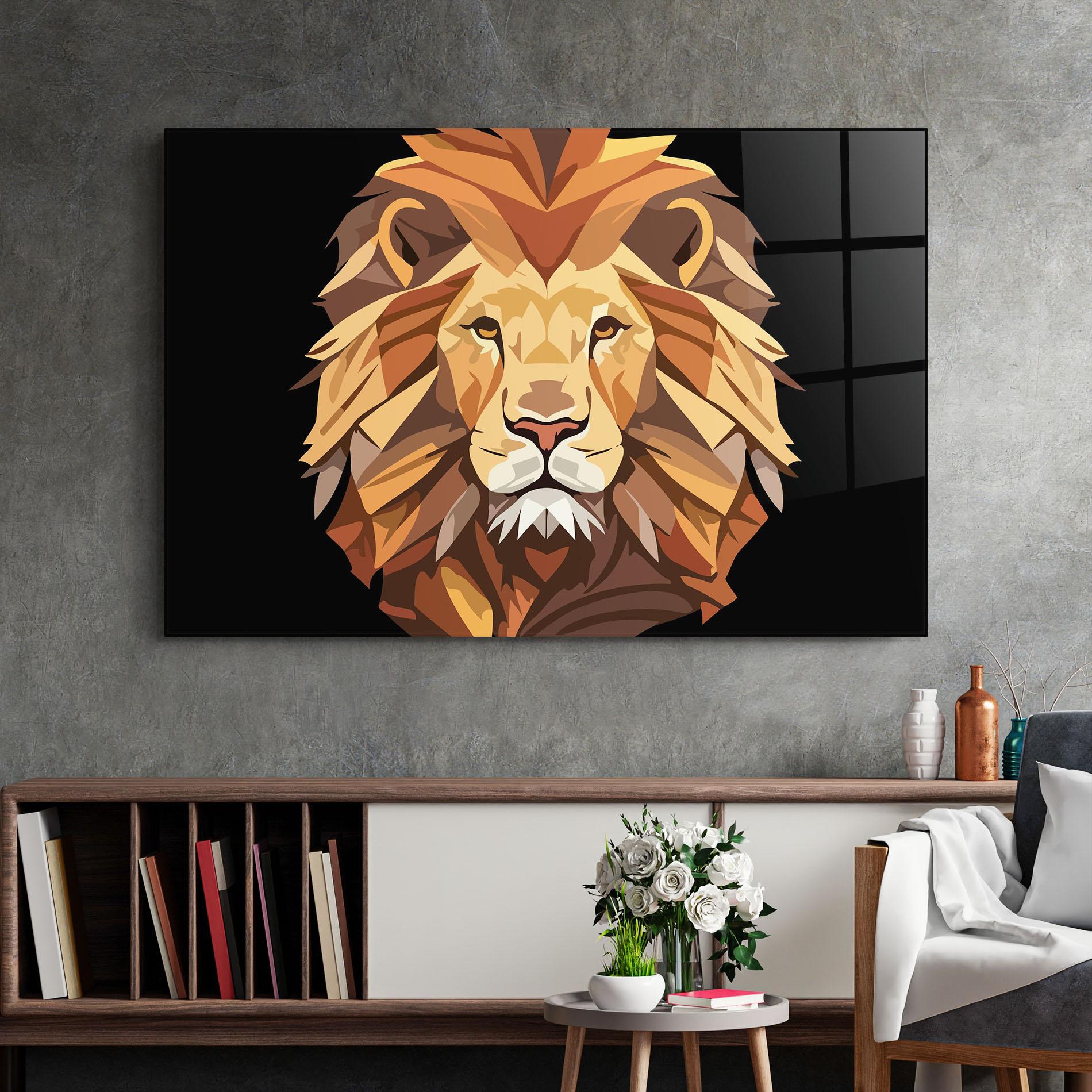Tablou Sticla Cartoon Lion mockup 2