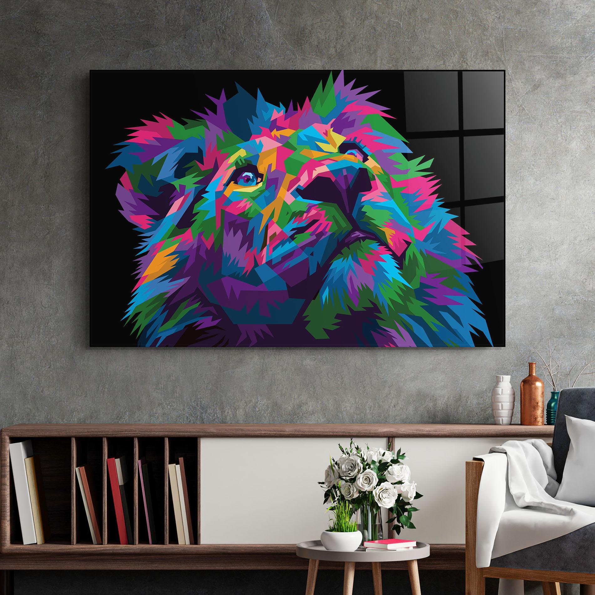 Tablou Sticla Cute Color Lion mockup 2